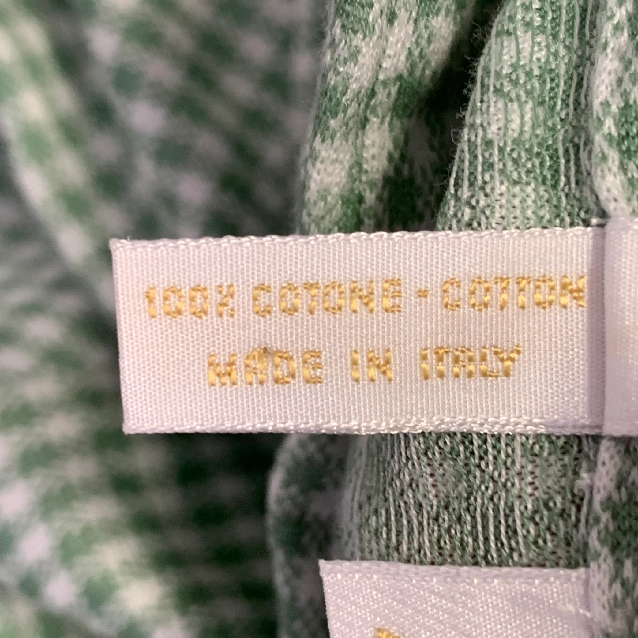 BRIONI Size L Green White Checkered Cotton Half Placket Polo - Image 5