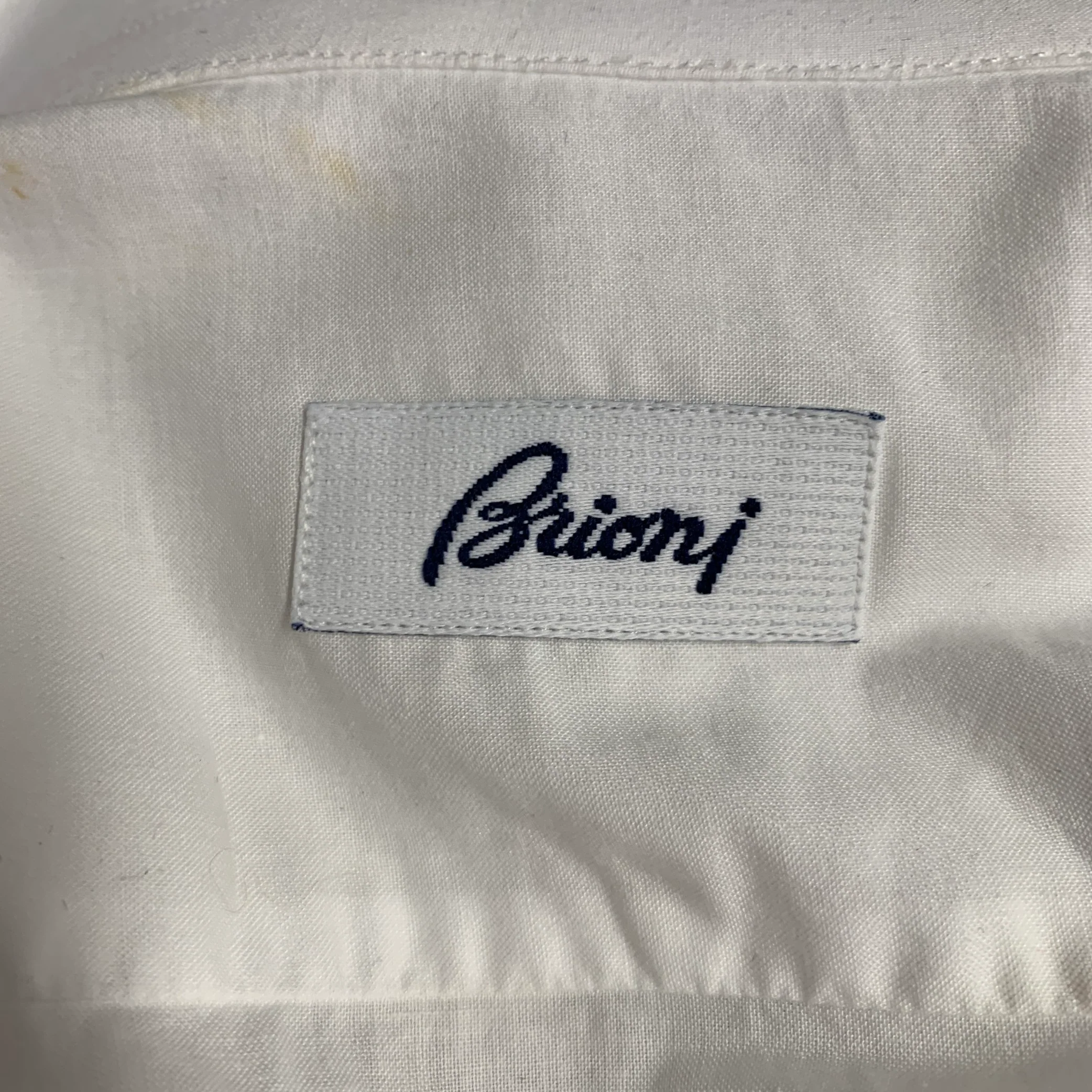 BRIONI Size M White Silver Stripe Cotton Tuxedo Formal Long Sleeve Shirt - Image 6
