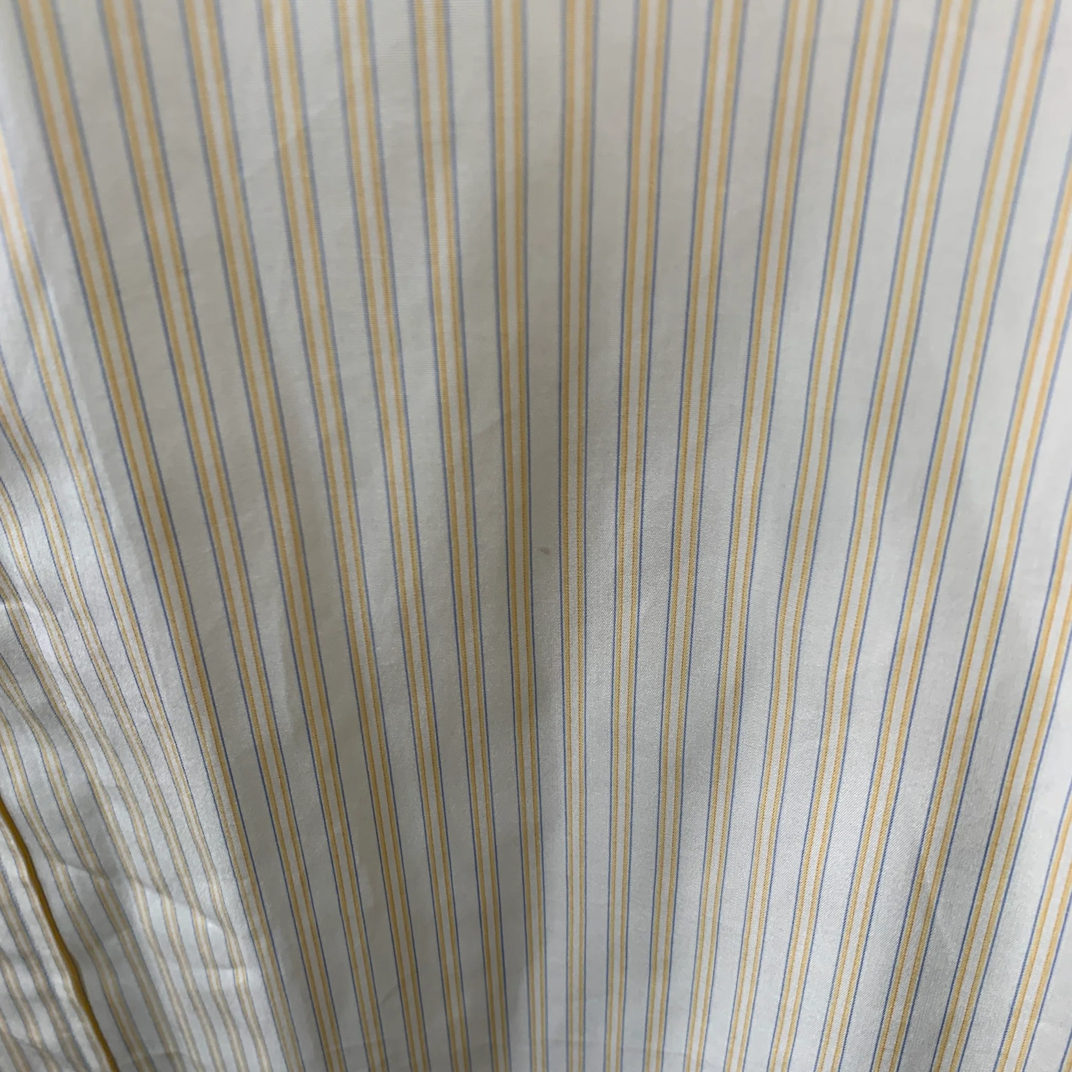BRIONI Size M Yellow Blue White Stripe Cotton One Pocket Long Sleeve Shirt - Image 7