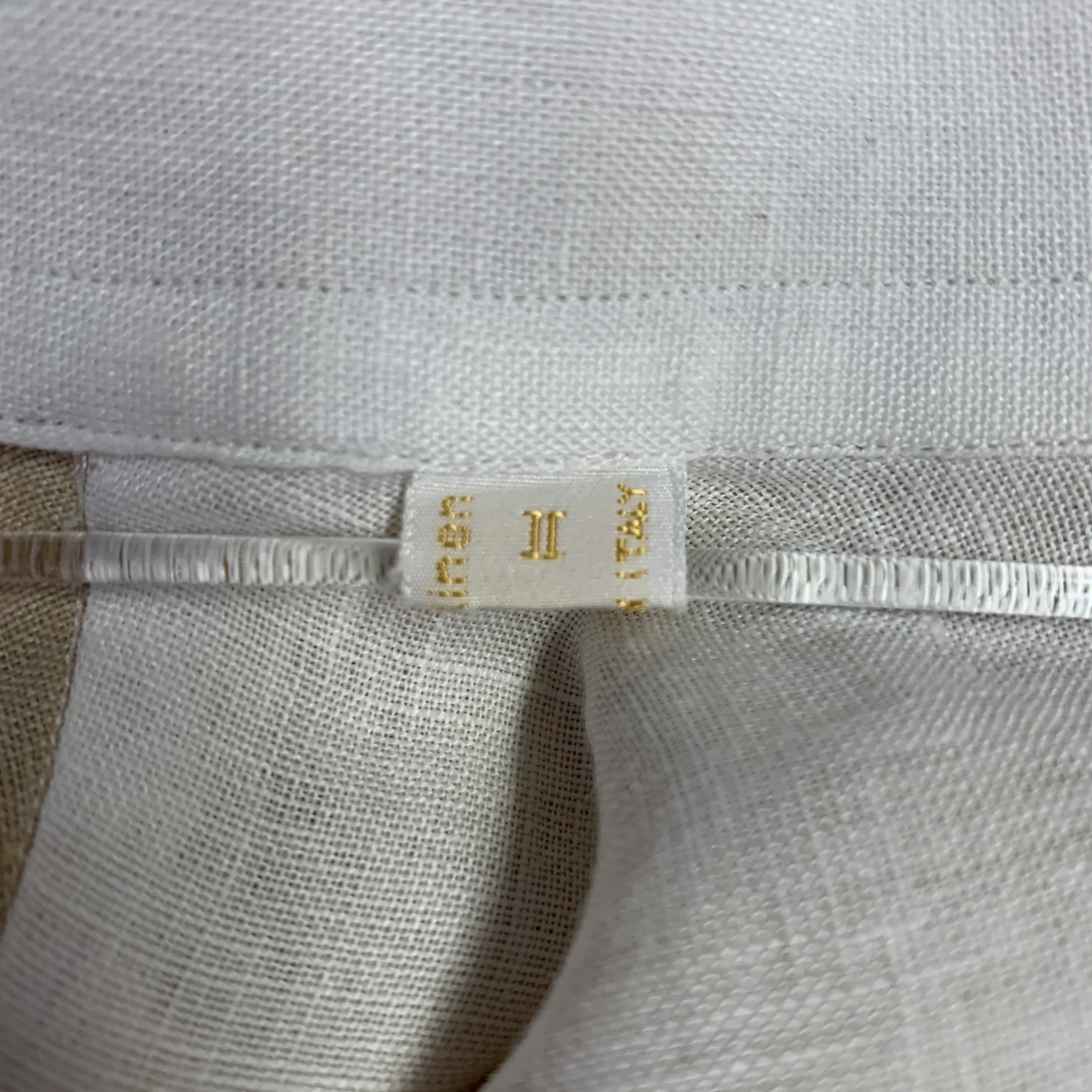BRIONI Size XL Beige White Contrast Trim Linen One Pocket Short Sleeve Shirt - Image 6