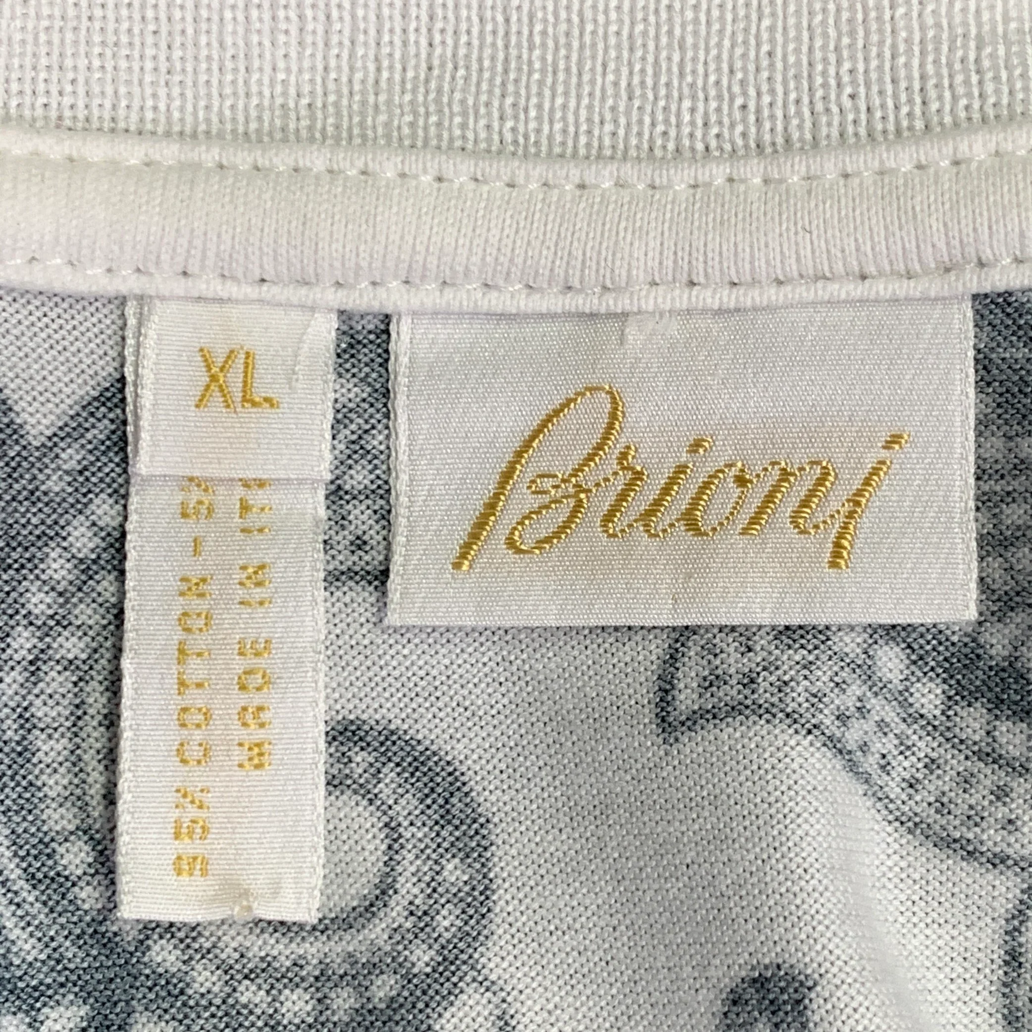BRIONI Size XL Black White Paisley Cotton Blend Buttoned Polo - Image 4