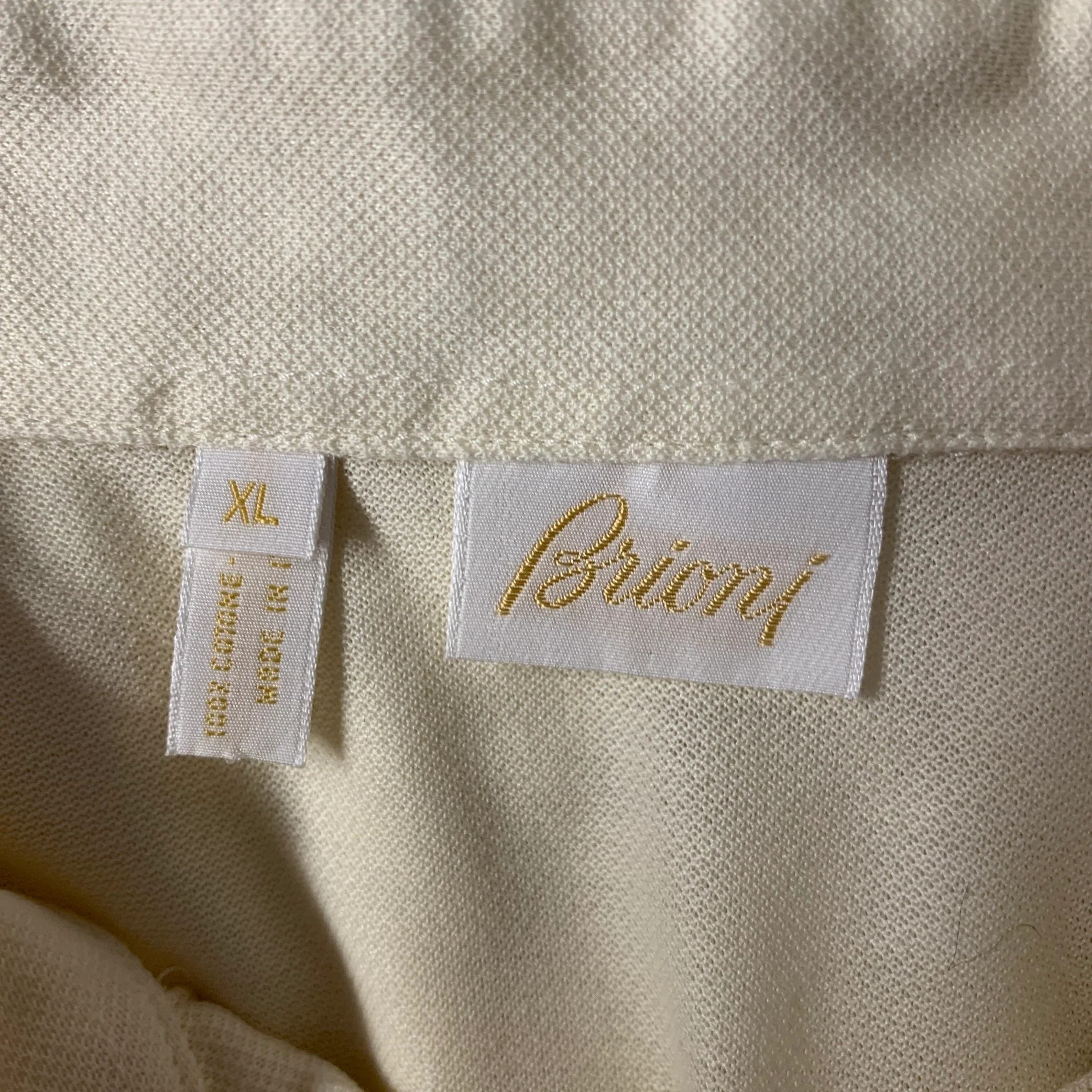 BRIONI Size XL Cream Pique Cotton Polo - Image 4