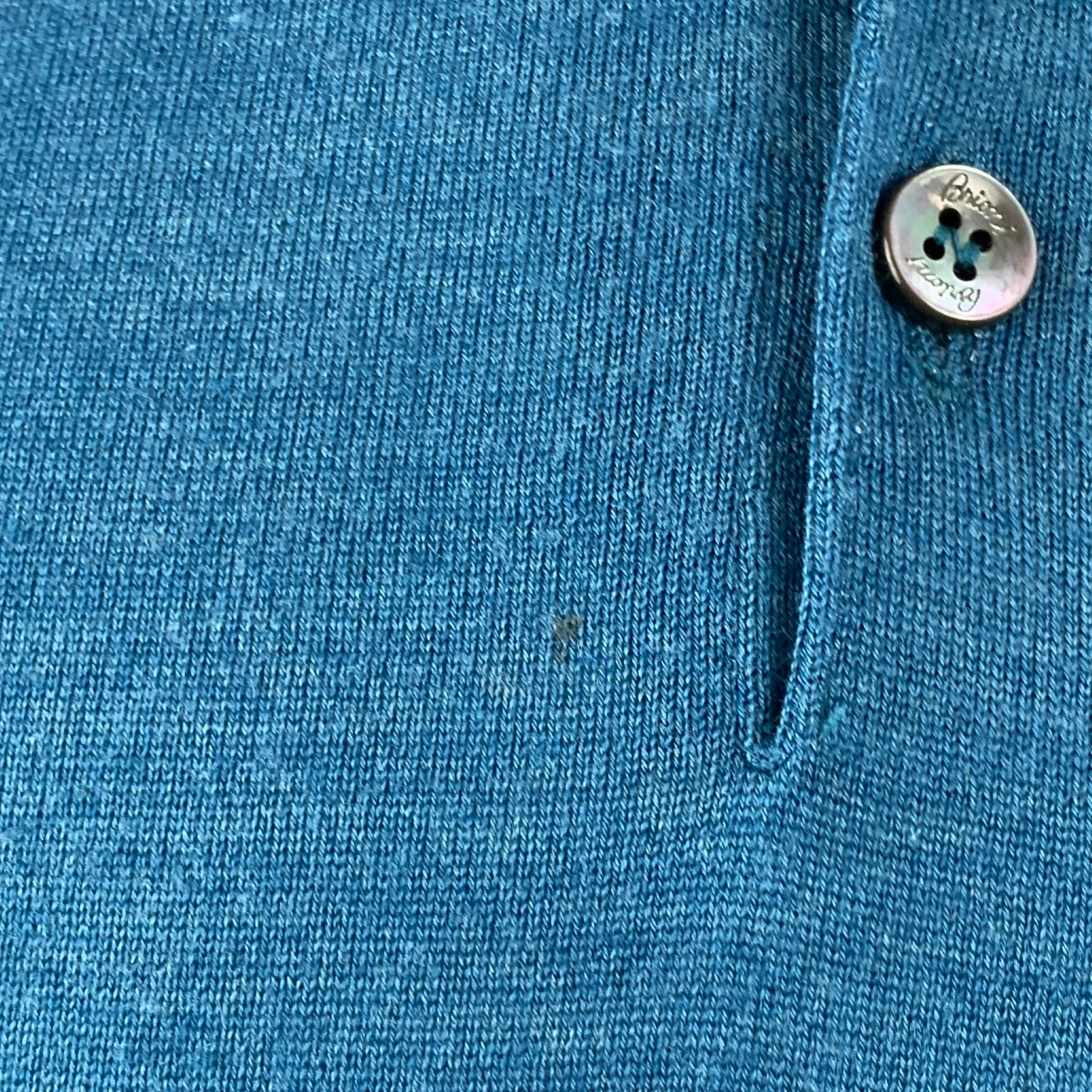 BRIONI Size XL Teal Knit Wool Silk Cashmere Polo Pullover - Image 6
