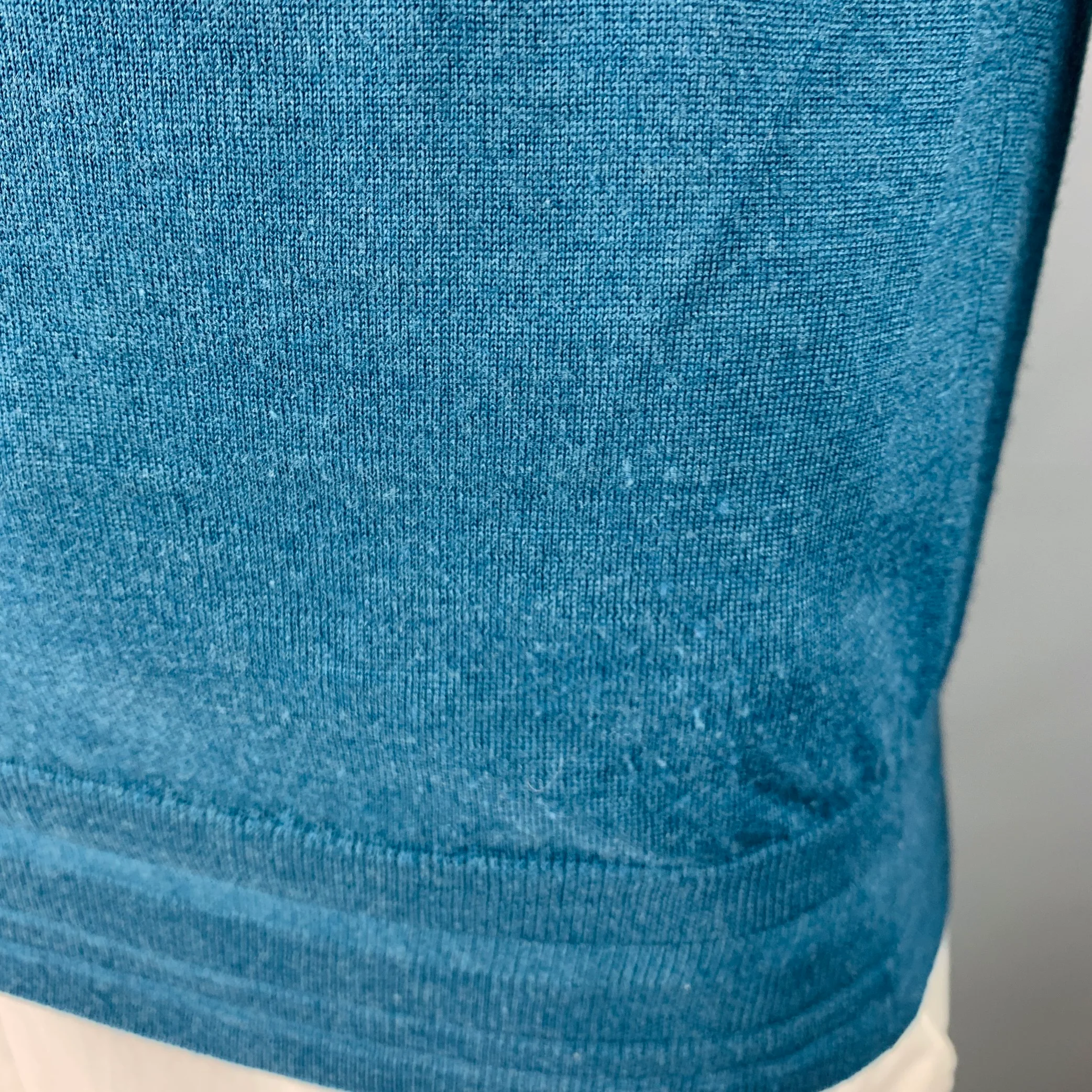 BRIONI Size XL Teal Knit Wool Silk Cashmere Polo Pullover - Image 8