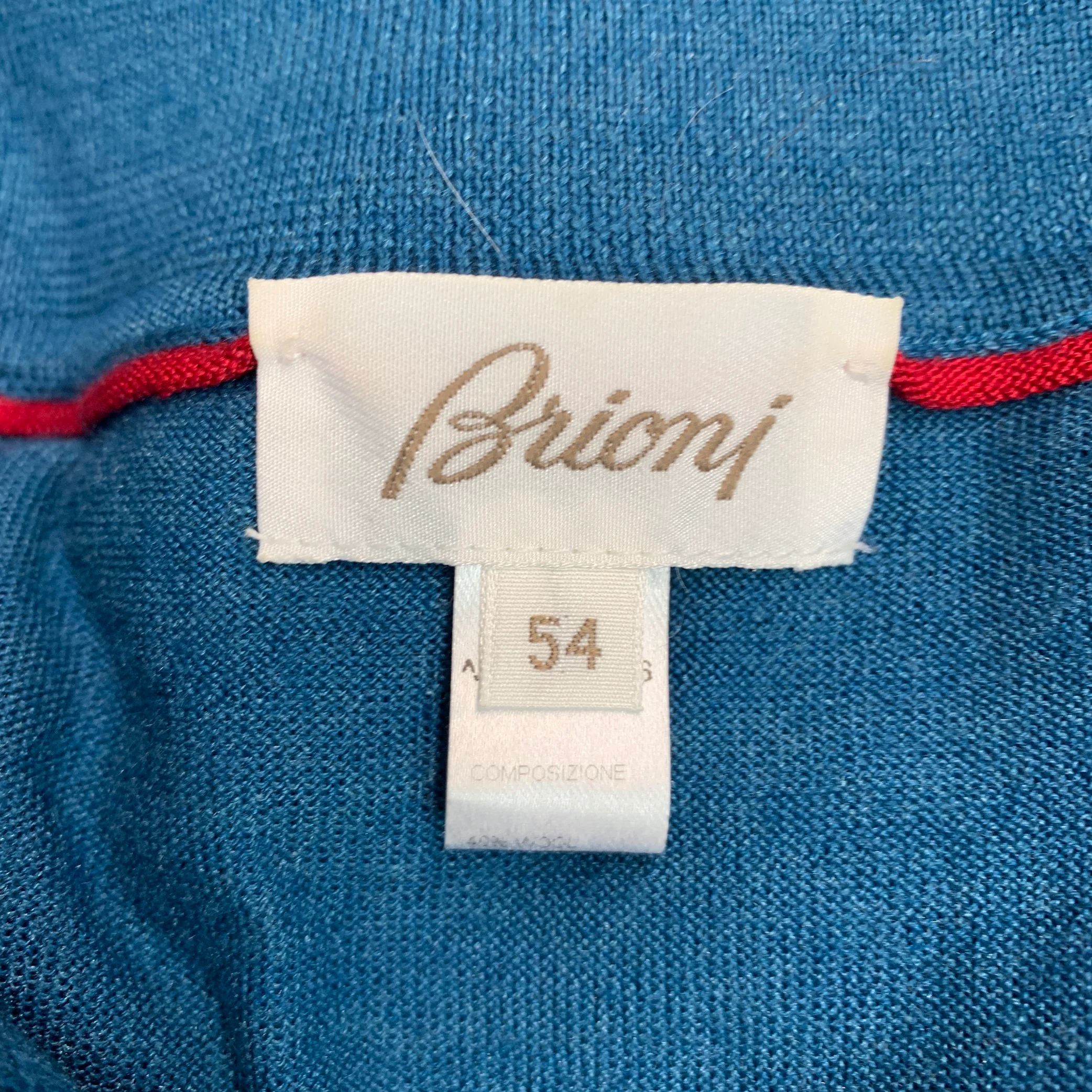 BRIONI Size XL Teal Knit Wool Silk Cashmere Polo Pullover - Image 9