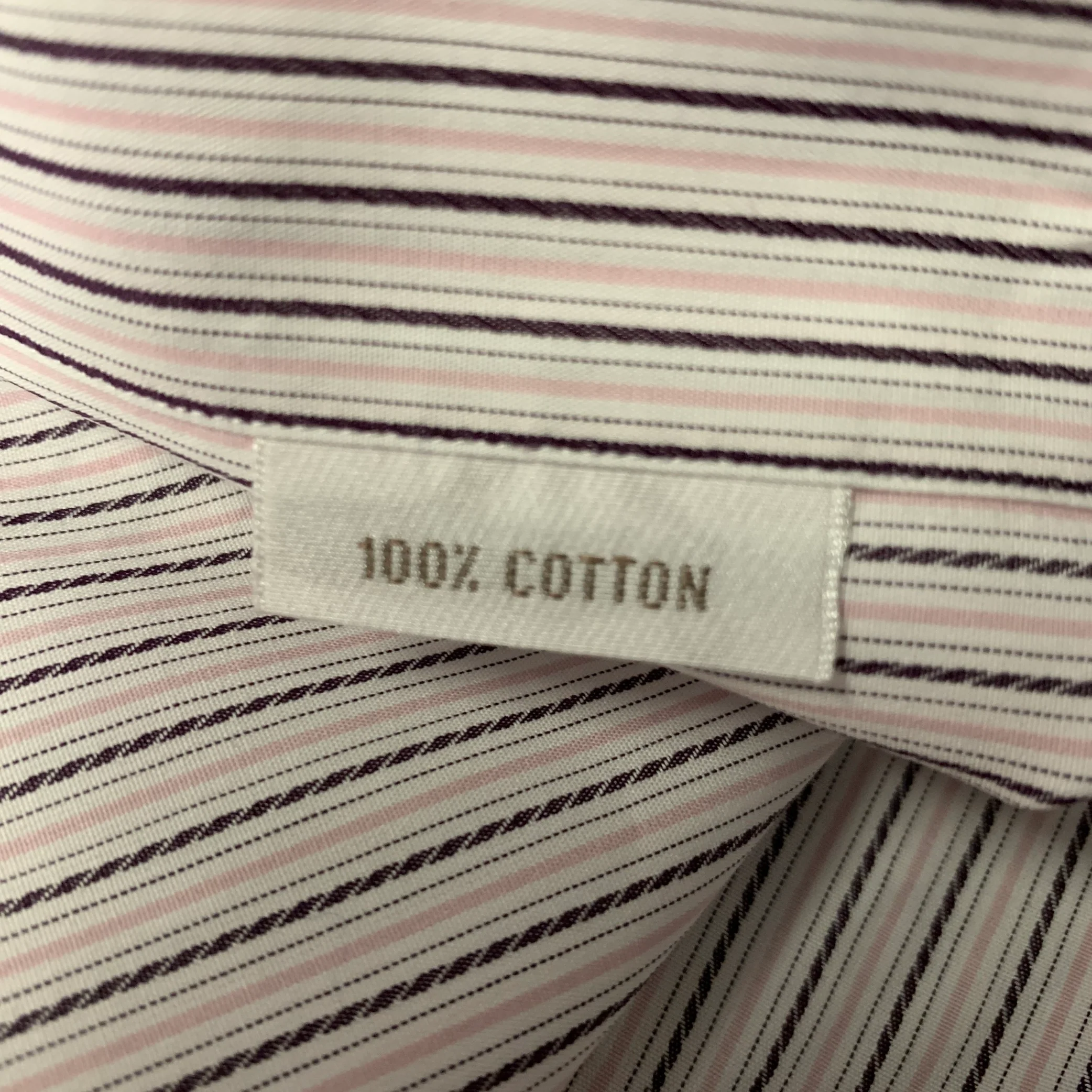 BRIONI Size XL White Brown Pink Stripe Cotton French Cuff Long Sleeve Shirt - Image 7