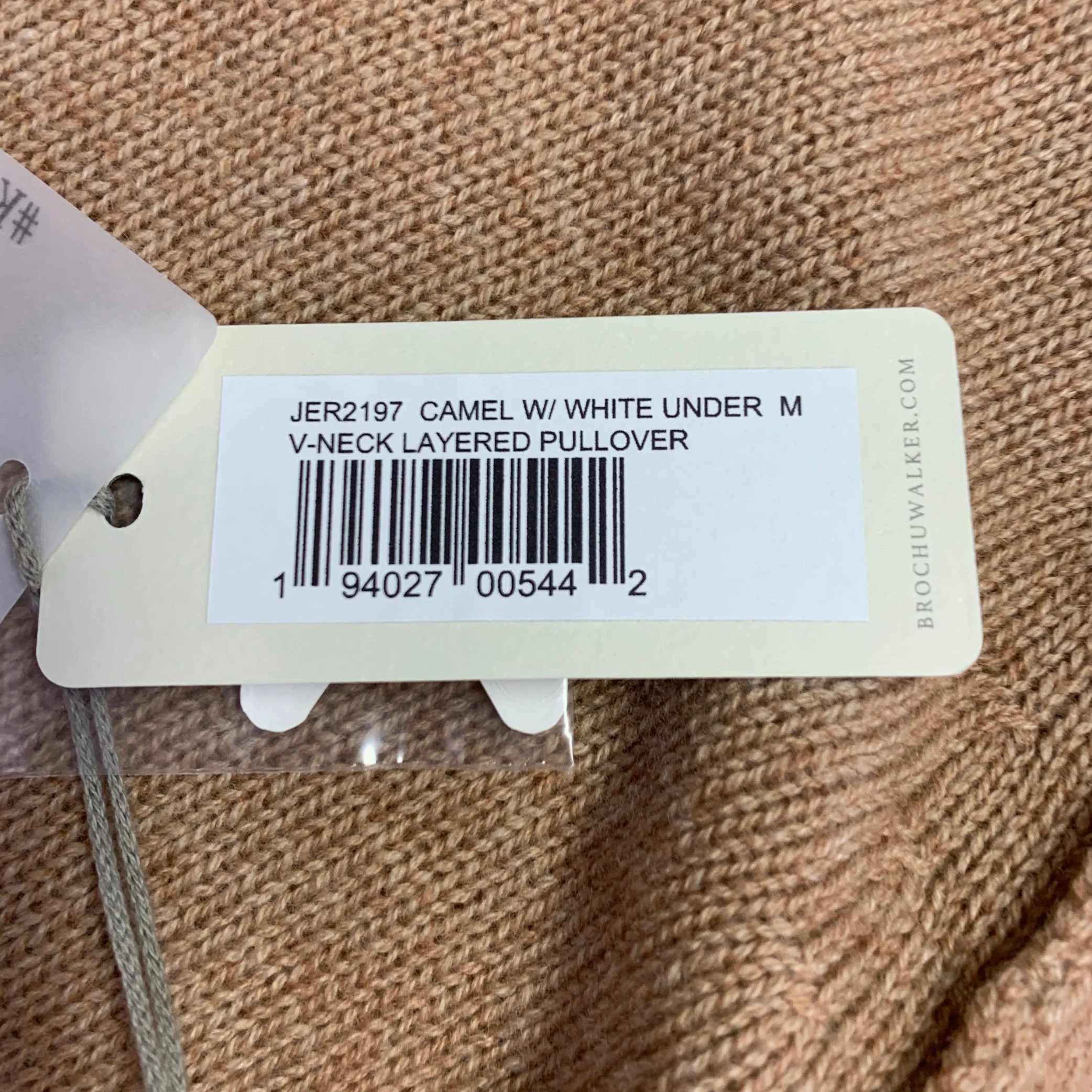 BROCHU WALKER Size M Camel White Wool Cashmere Knit Layered Pullover - Image 5