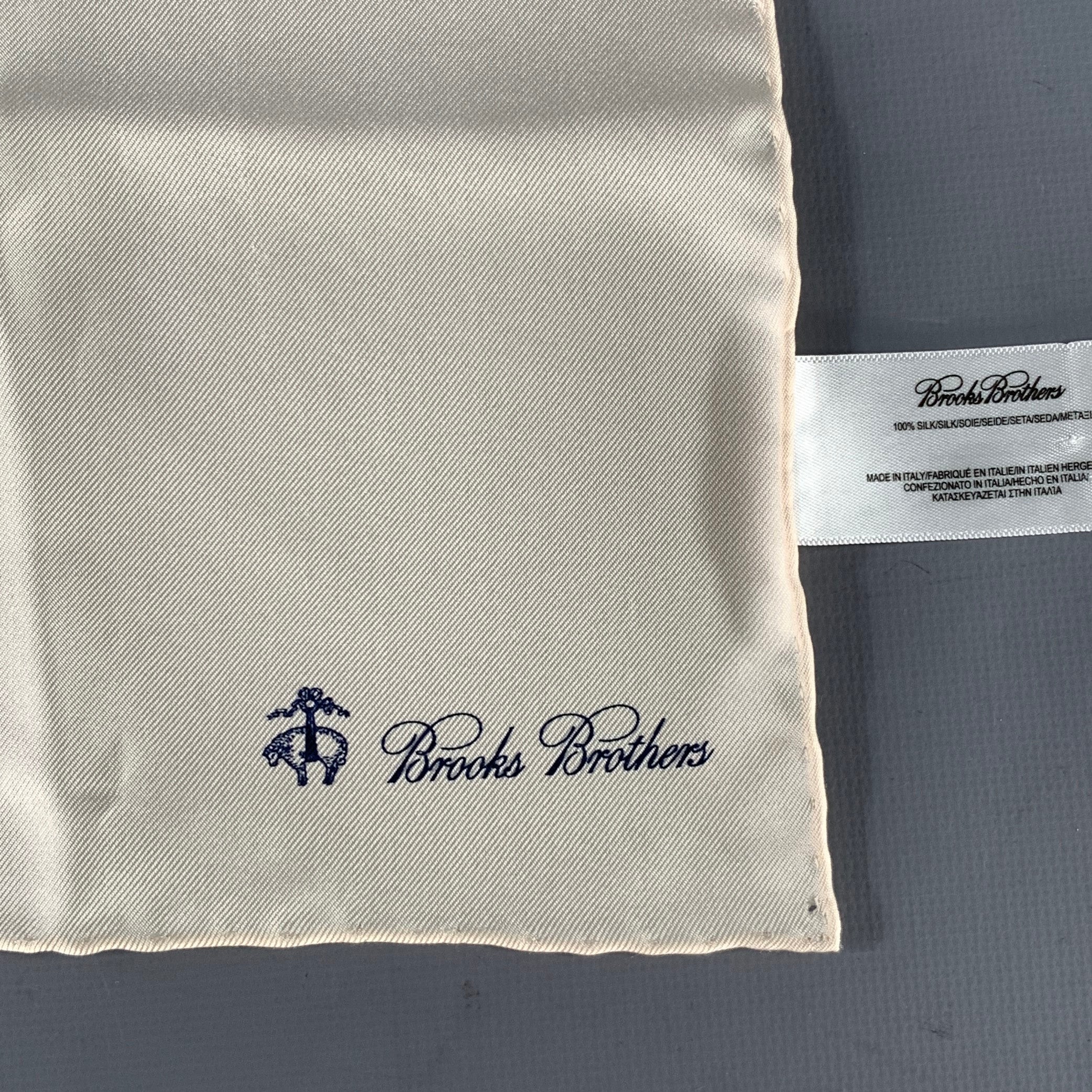 BROOKS BROTHERS Cream Solid Silk Pocket Square - Image 2