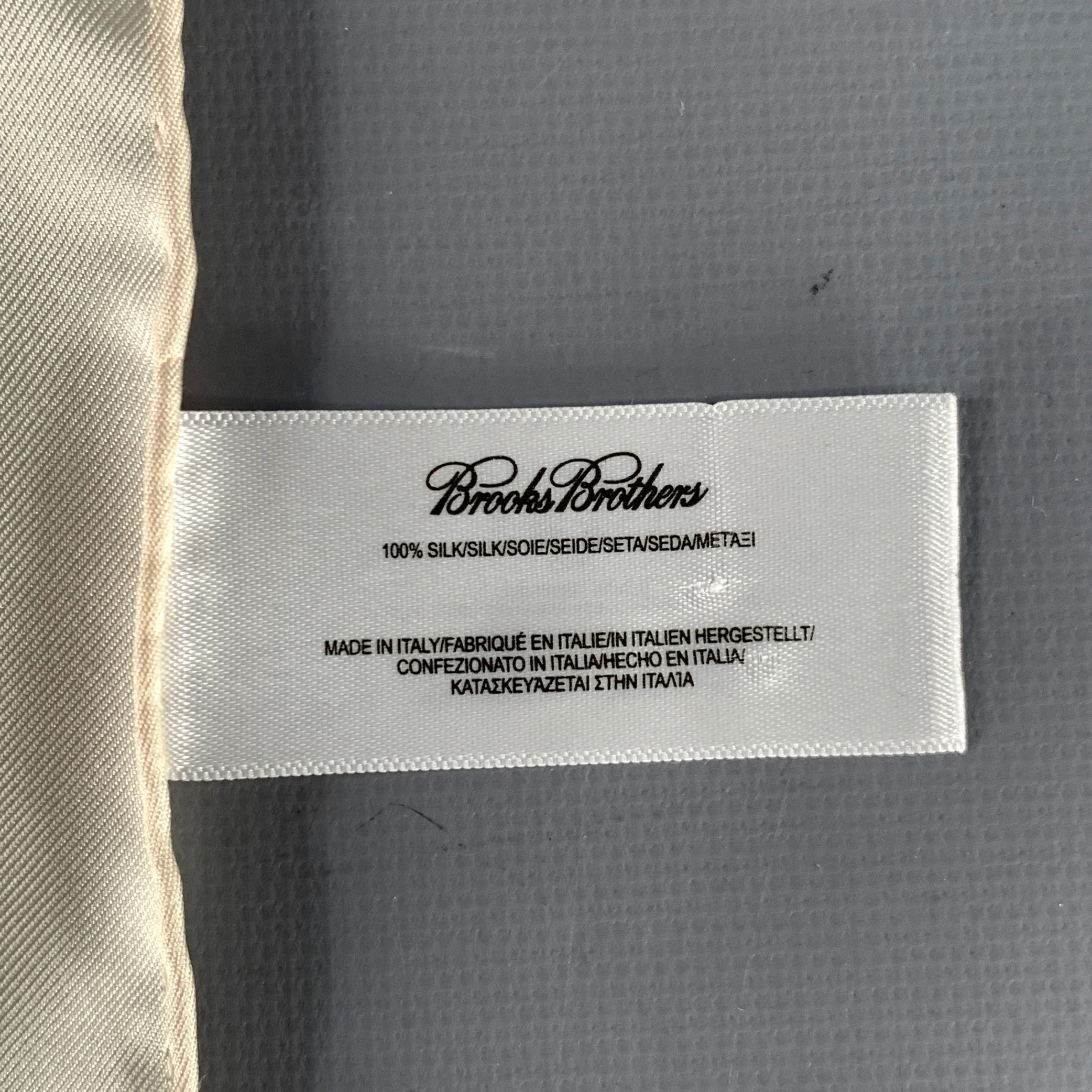 BROOKS BROTHERS Cream Solid Silk Pocket Square - Image 3