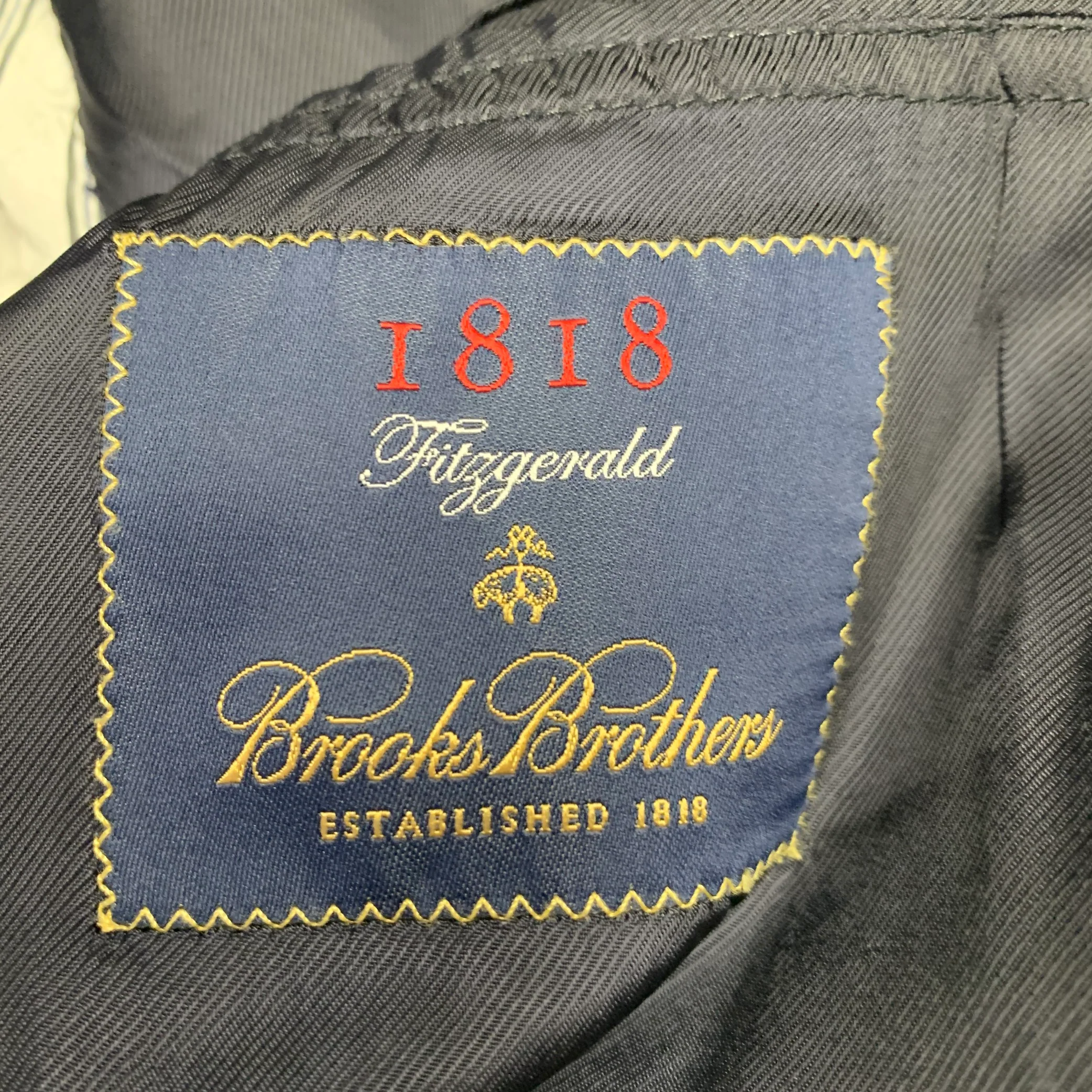 BROOKS BROTHERS Size 41 Navy Grey Pinstripe Wool Notch Lapel Suit - Image 7