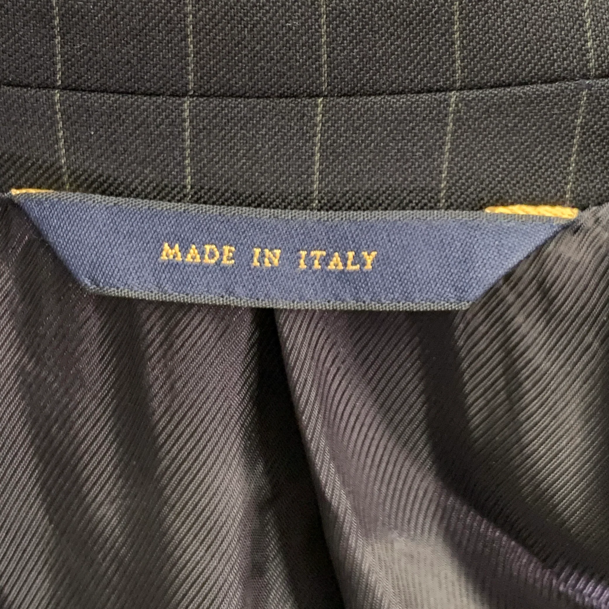 BROOKS BROTHERS Size 41 Navy Grey Pinstripe Wool Notch Lapel Suit - Image 9