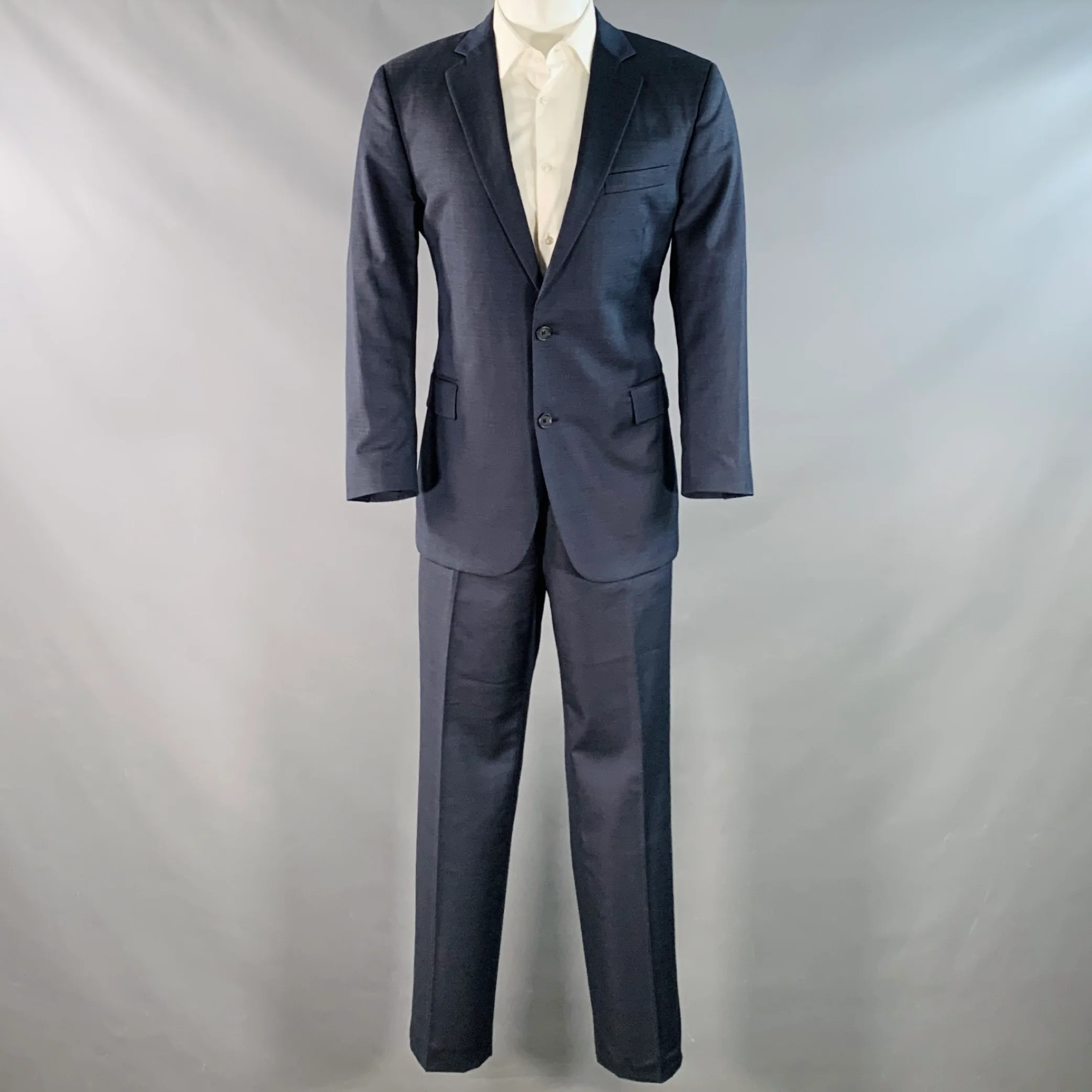 BROOKS BROTHERS Size 41 Regular Navy Wool Regent Fit Notch Lapel Suit - Image 2