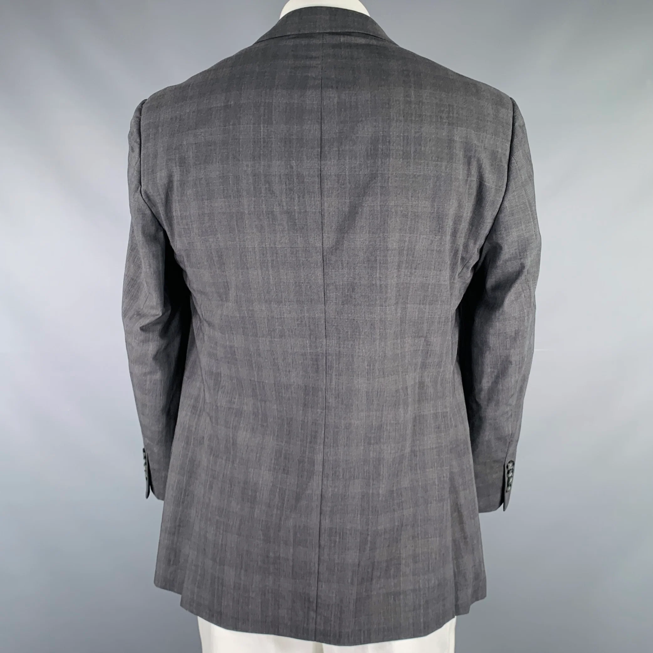 BROOKS BROTHERS Size 44 Grey Glenplaid Wool Polyester Sport Coat - Image 4