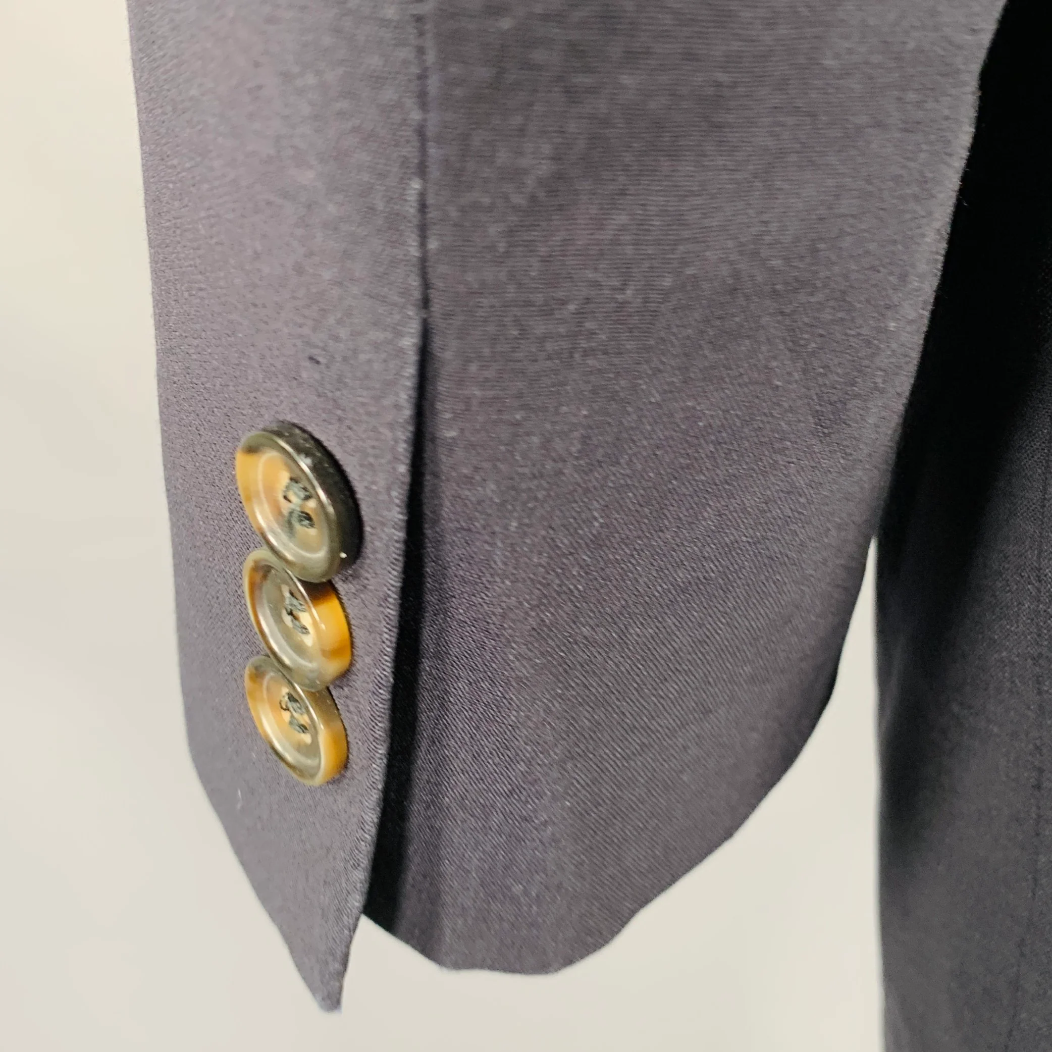 BROOKS BROTHERS Size 44 Navy Wool Polyester Sport Coat - Image 4