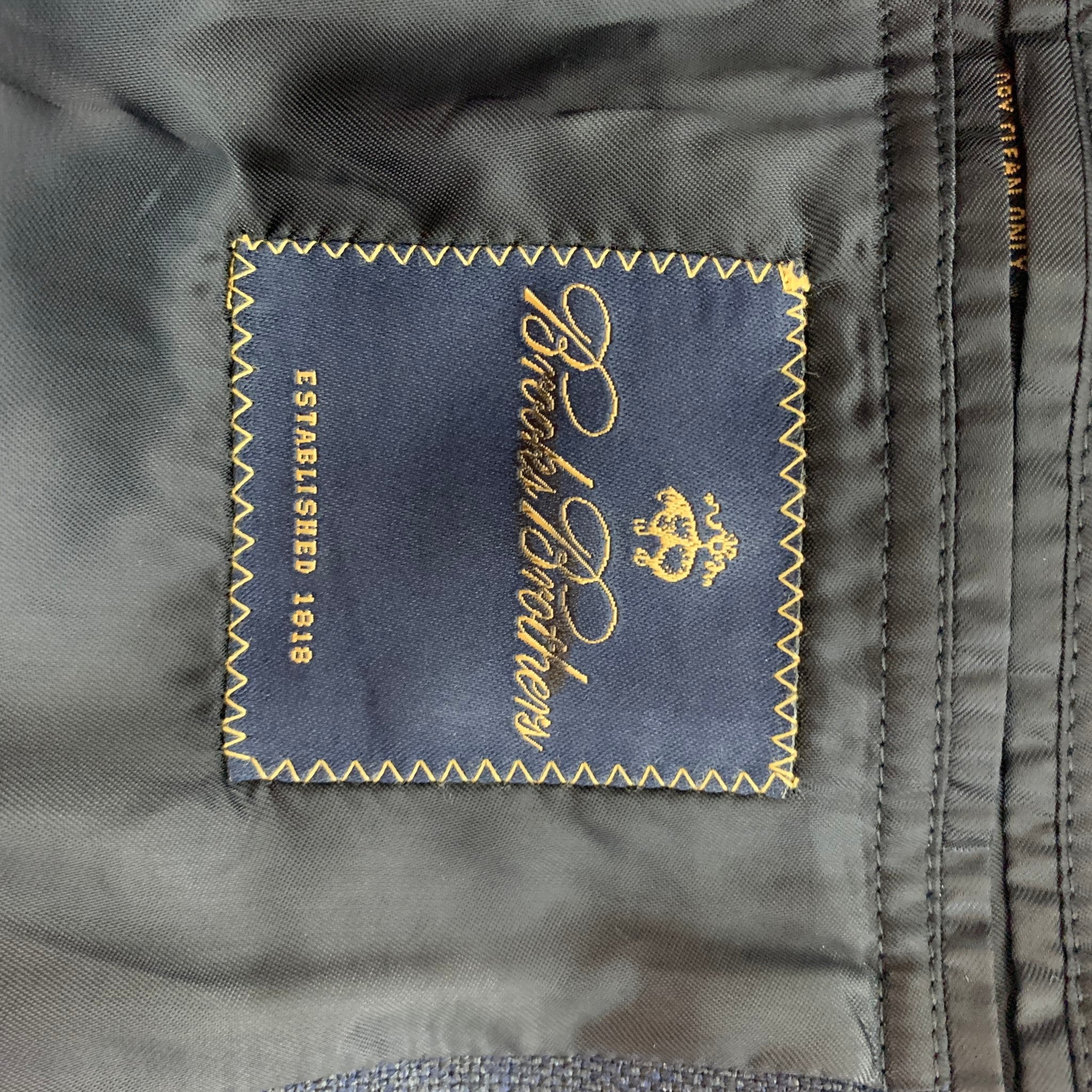 BROOKS BROTHERS Size 48 Long Navy Silk Blend Single Breasted Sport Coat - Image 6