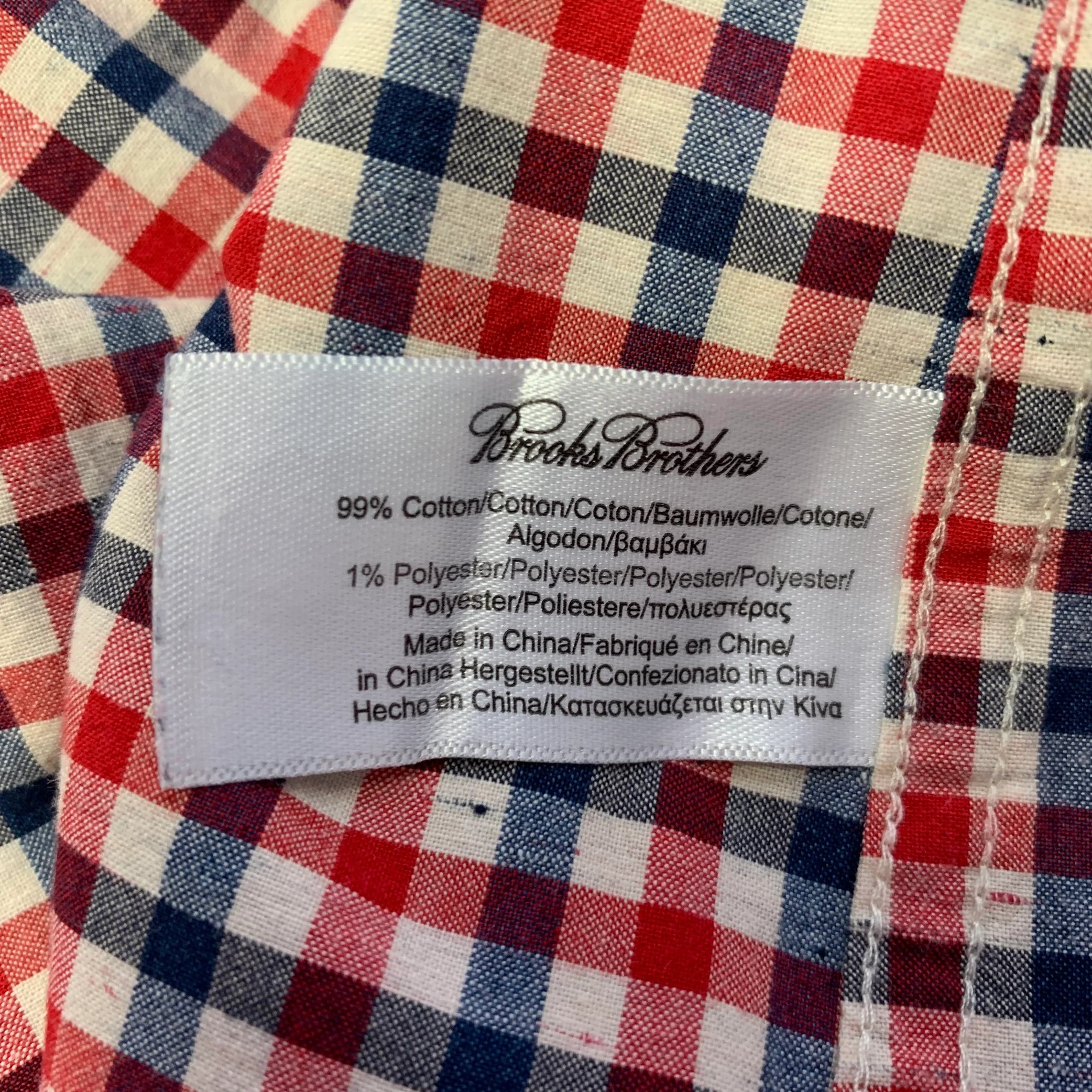 RICHARD FISCHER Size M Red White Blue Checkered Cotton Blend Long Sleeve Shirt - Image 7