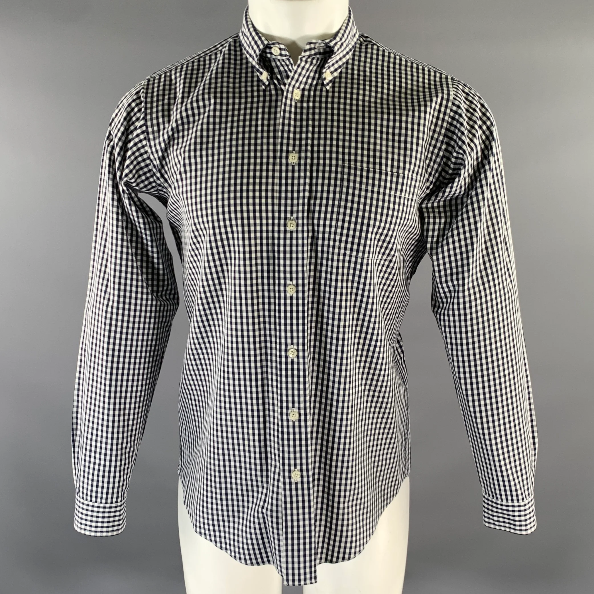 BROOKS BROTHERS Size XS Black White Gingham Cotton Button Down Long Sleeve Shirt