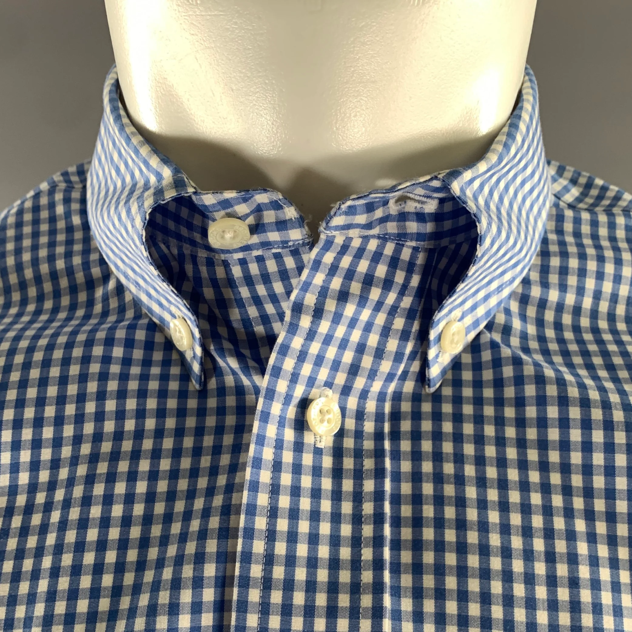 BROOKS BROTHERS Size XS Blue White Gingham Cotton Button Down Long Sleeve Shirt - Image 2