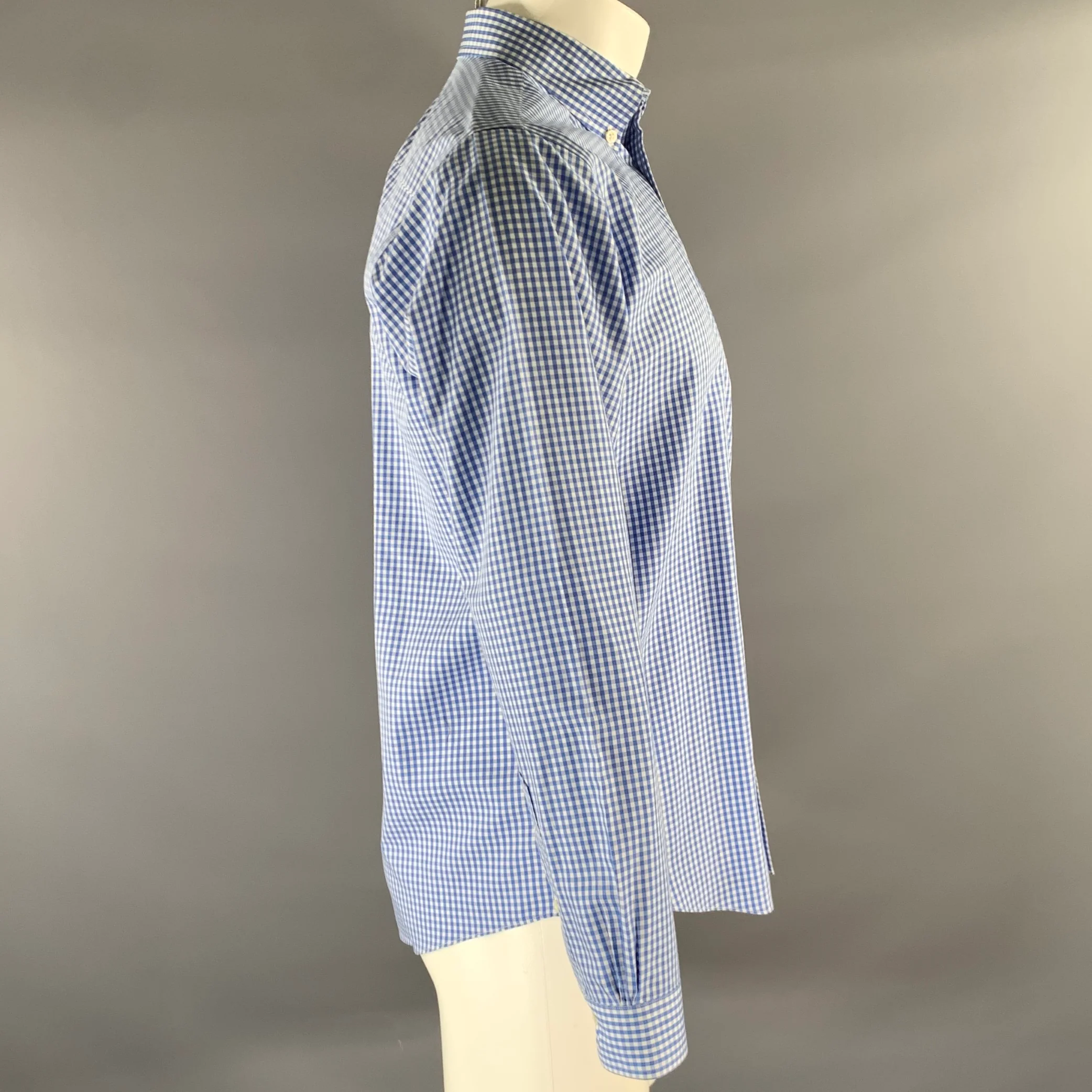 BROOKS BROTHERS Size XS Blue White Gingham Cotton Button Down Long Sleeve Shirt - Image 3