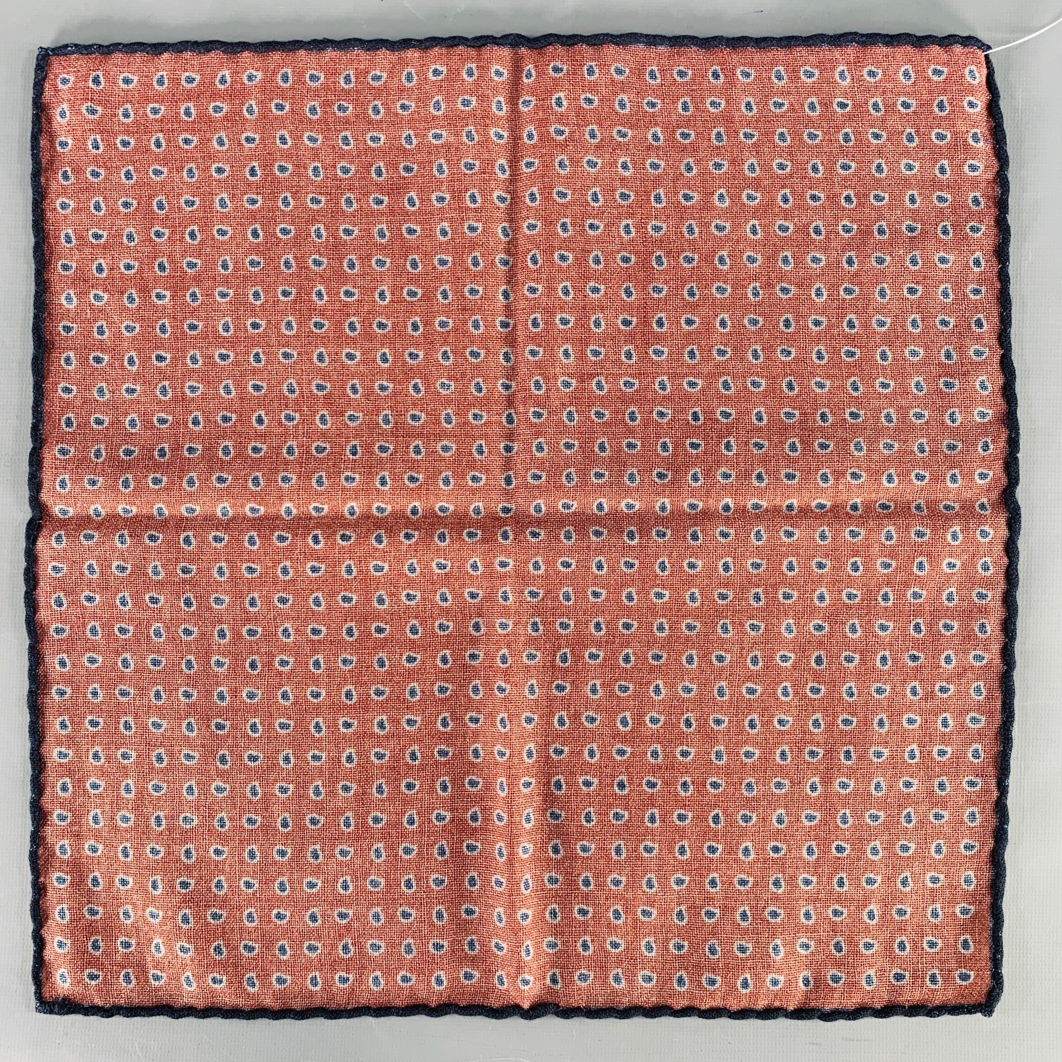 BRUNELLO CUCINELLI Burgundy Navy Paisley Pocket Square - Image 2