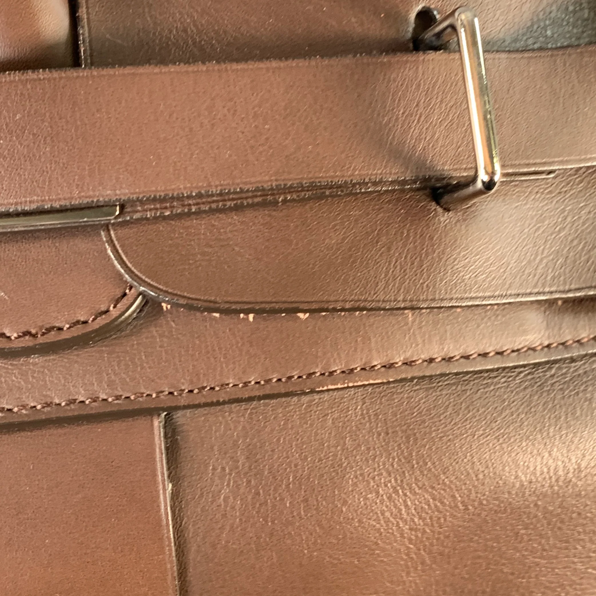 BRUNELLO CUCINELLI Chocolate Brown Leather Clasp Weekender Bag - Image 11