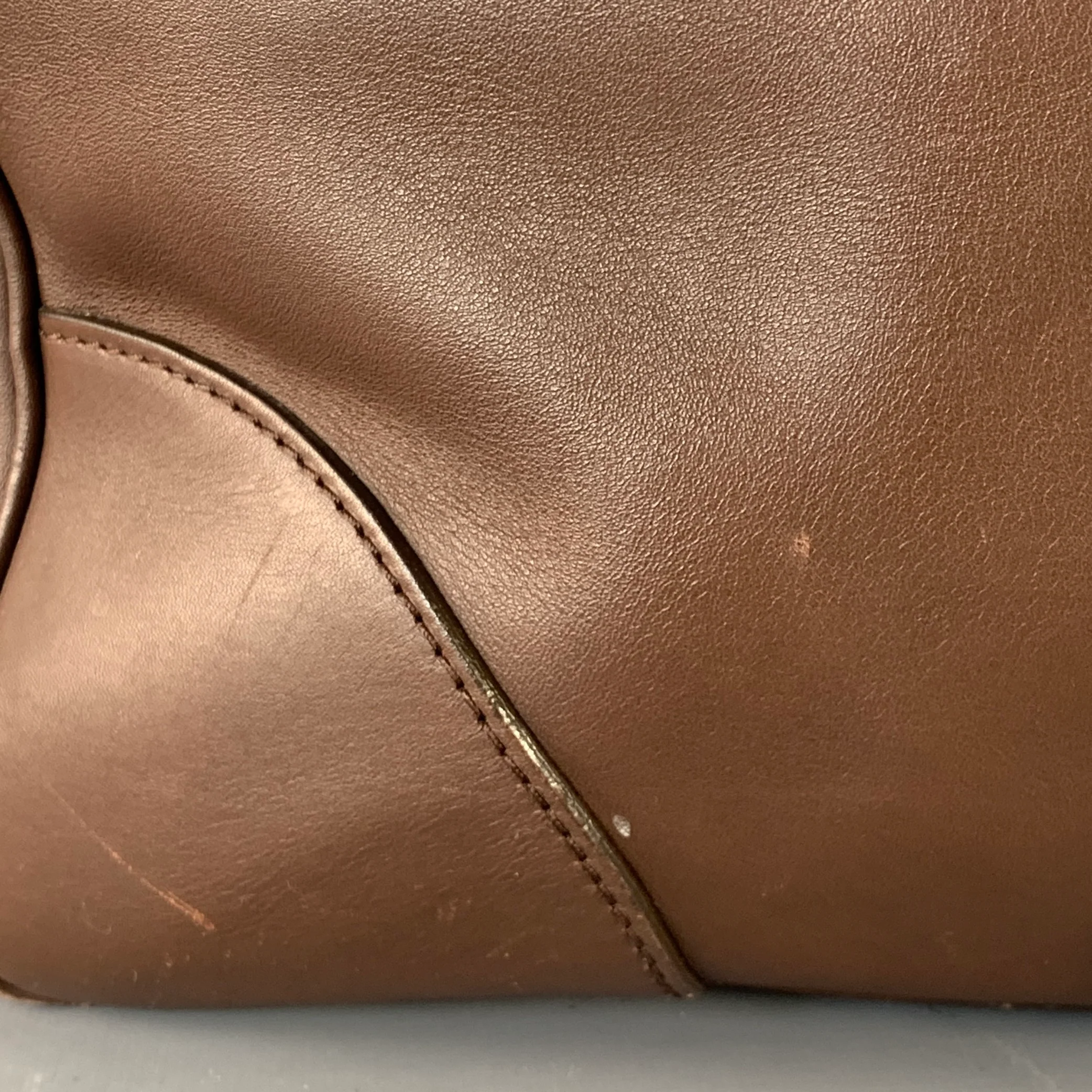 BRUNELLO CUCINELLI Chocolate Brown Leather Clasp Weekender Bag - Image 9
