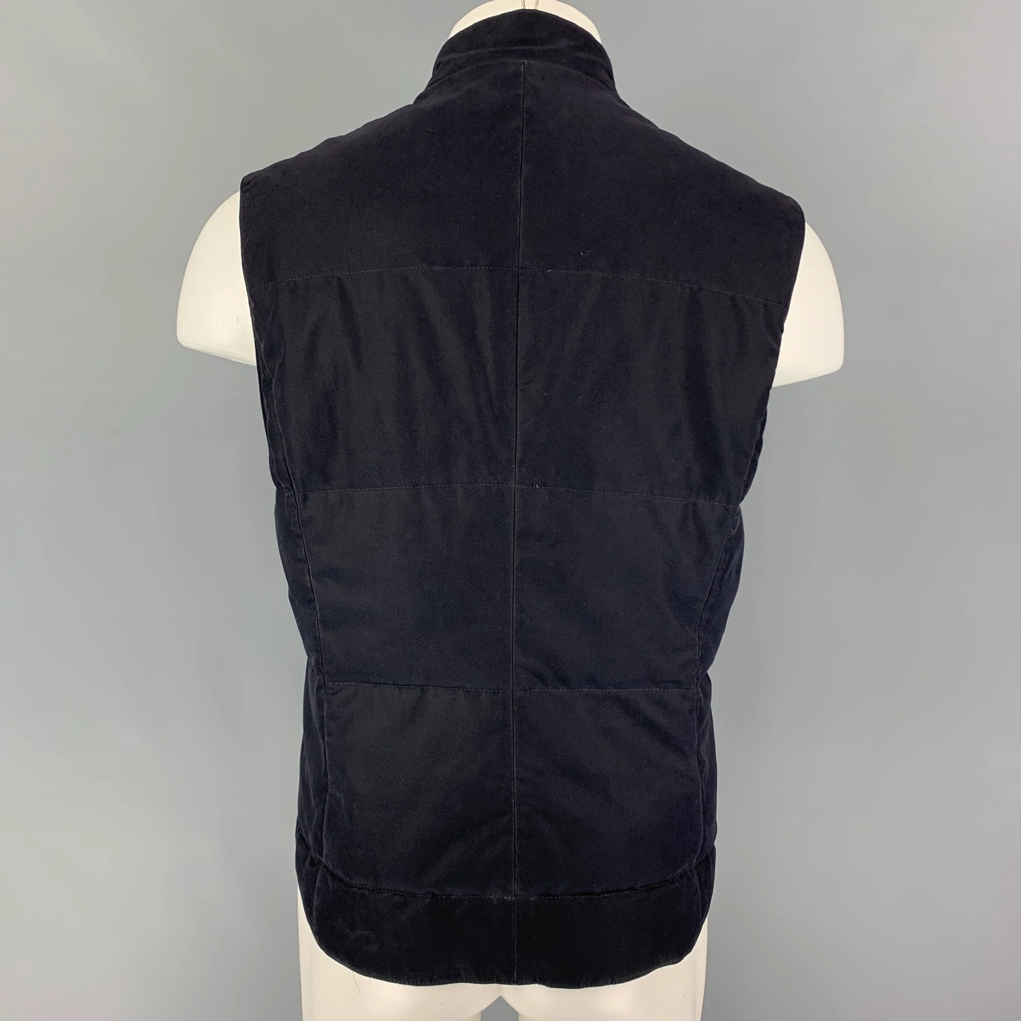 BRUNELLO CUCINELLI for BERGDORF GOODMAN Size S Navy Grey Polyester Nylon Vest - Image 3