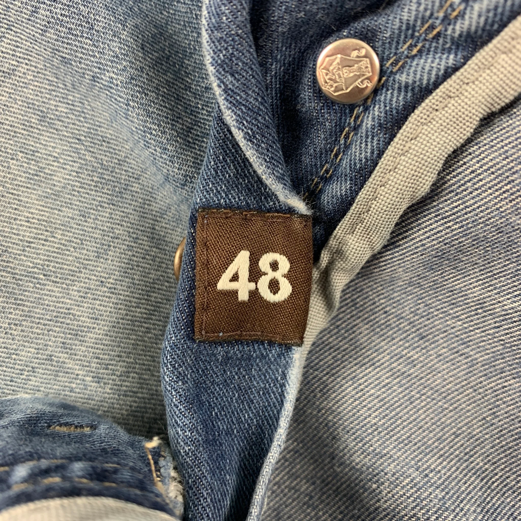 BRUNELLO CUCINELLI Size 32 Light Blue Washed Button Fly Jeans - Image 3