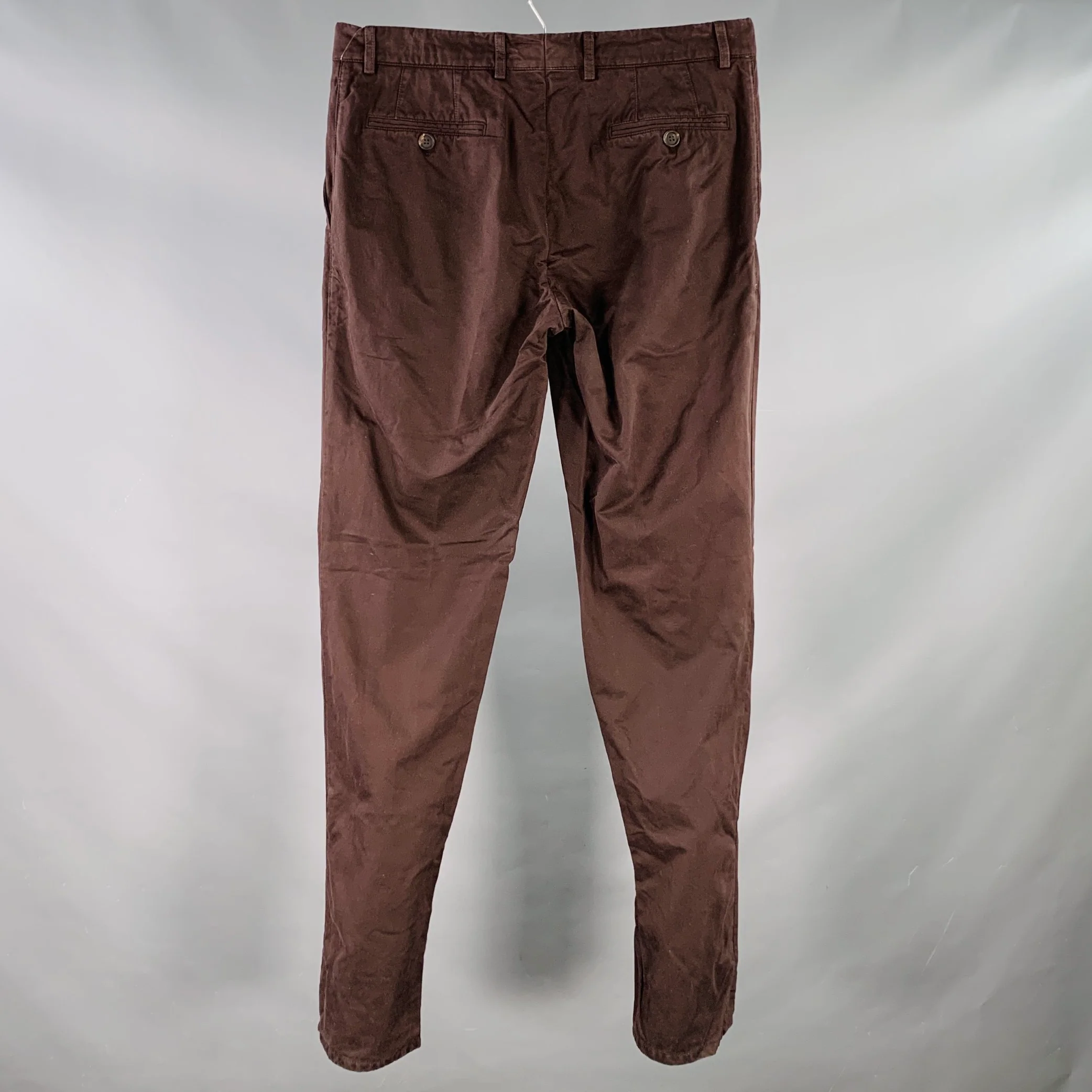 BRUNELLO CUCINELLI Size 34 Brown Twill Cotton Flat Front Casual Pants - Image 2