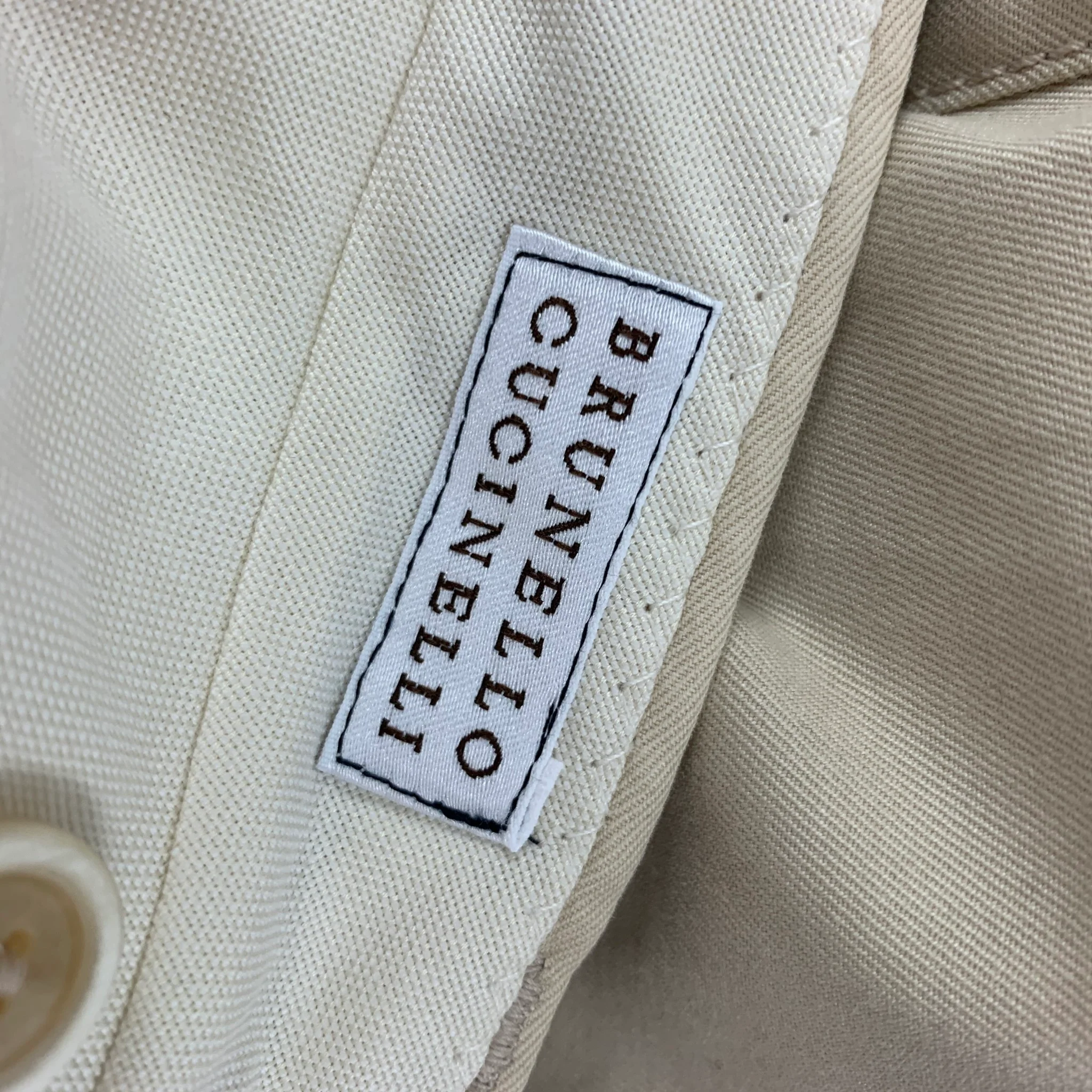 BRUNELLO CUCINELLI Size 34 Cream Cotton Casual Pants - Image 6