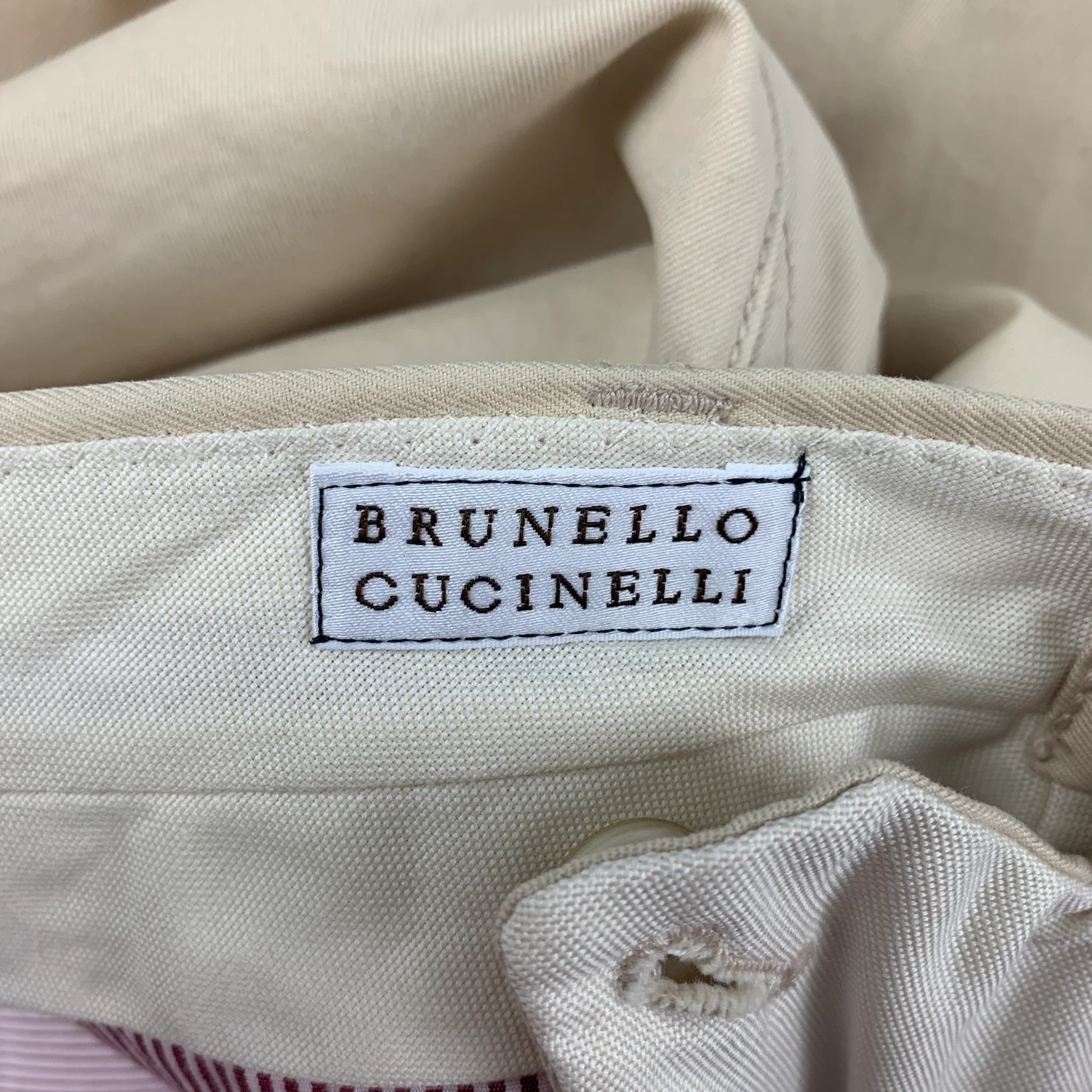 BRUNELLO CUCINELLI Size 34 Cream Cotton Casual Pants - Image 5