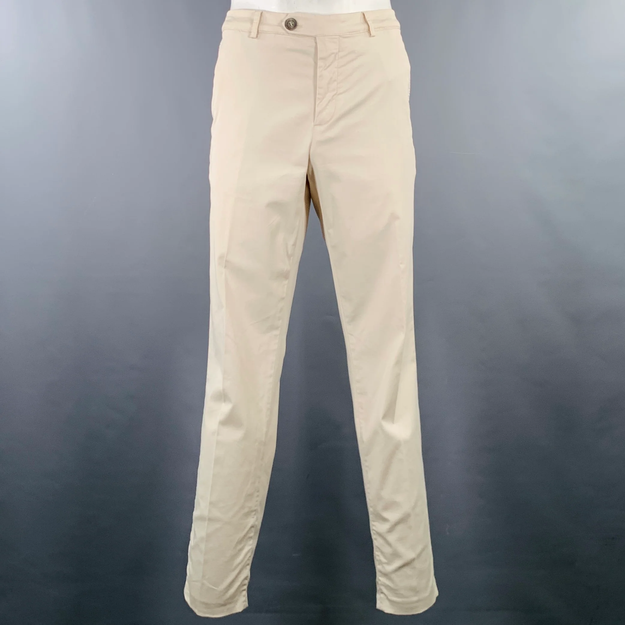 BRUNELLO CUCINELLI Size 36 Beige Stone Cotton Blend Flat Front Casual Pants