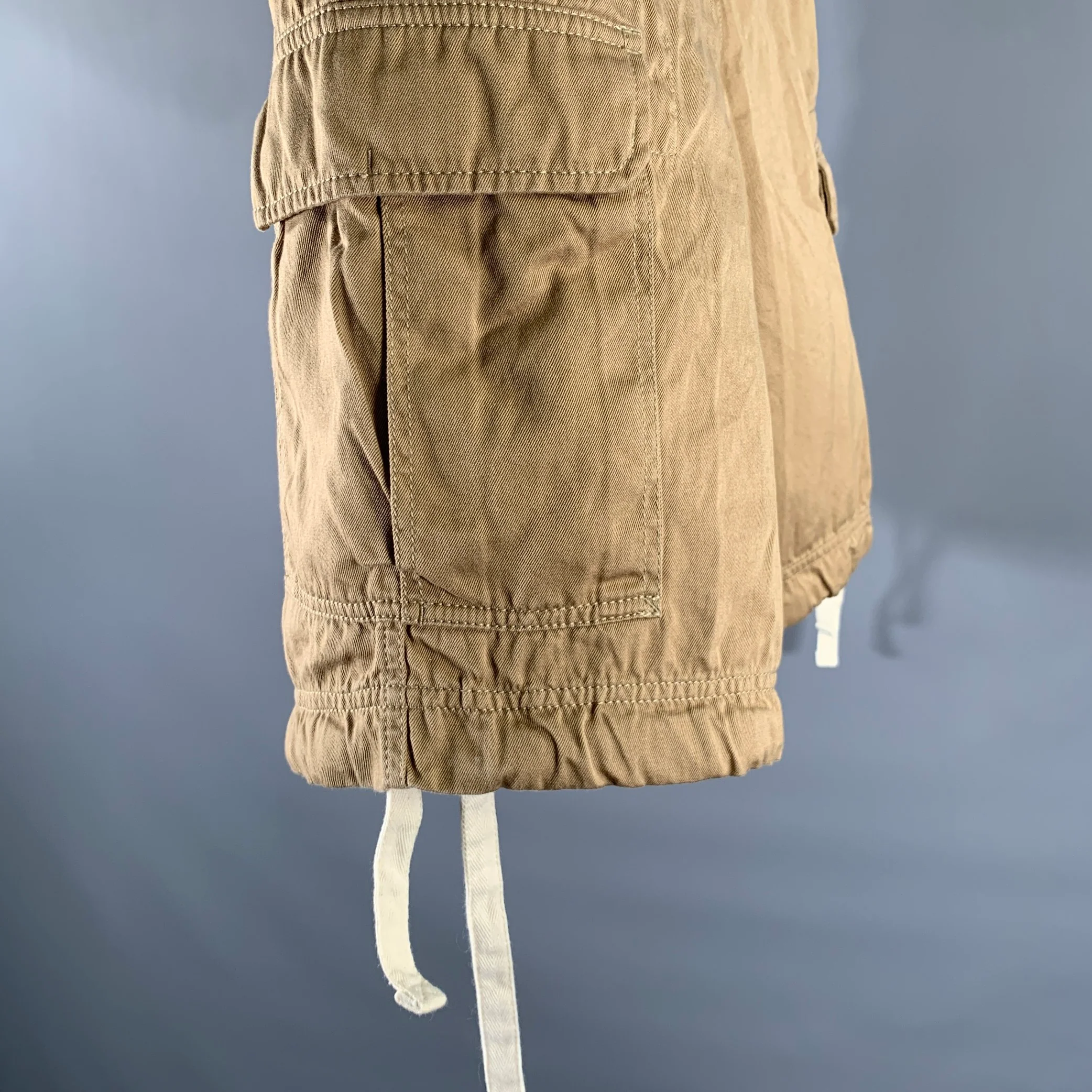 BRUNELLO CUCINELLI Size 36 Khaki Cotton Drawstring Cargo Shorts - Image 3