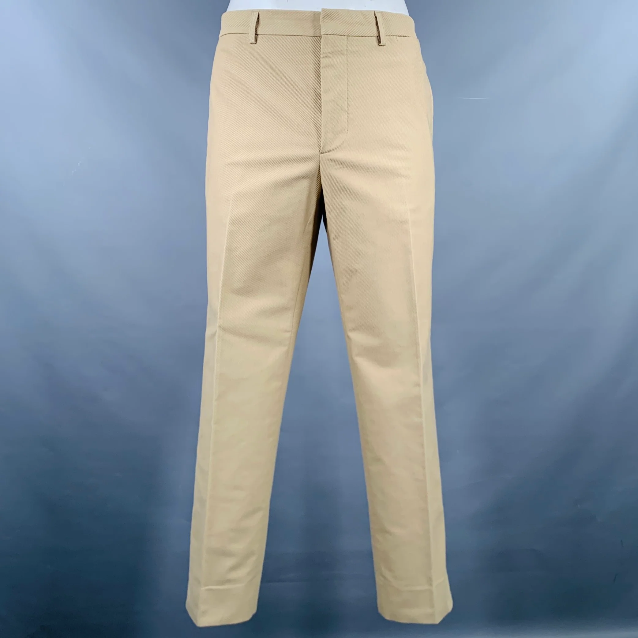 BRUNELLO CUCINELLI Size 36 Khaki Textured Cotton Zip Fly Dress Pants