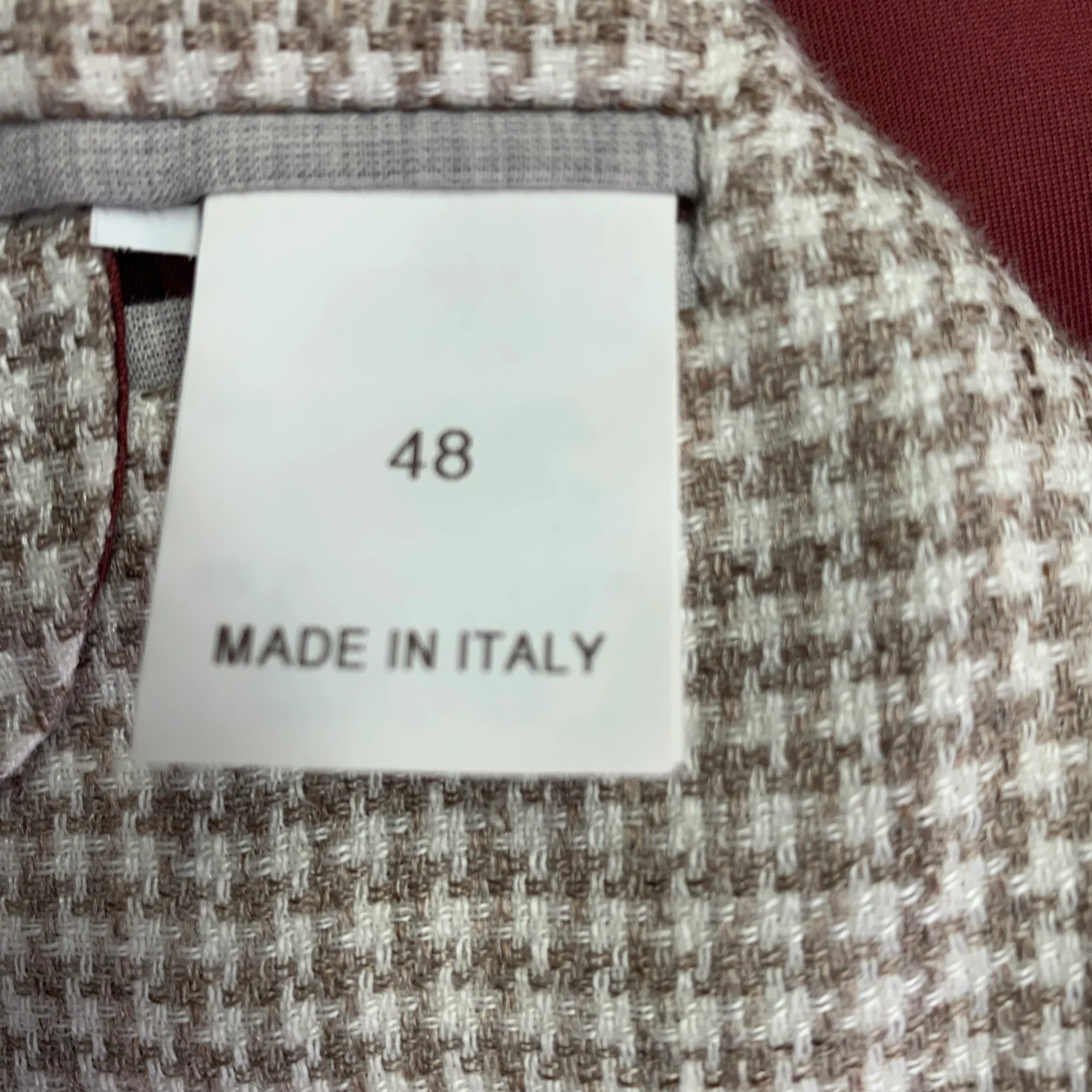 BRUNELLO CUCINELLI Size 38 Beige Cream Houndstooth Notch Lapel Sport Coat - Image 7