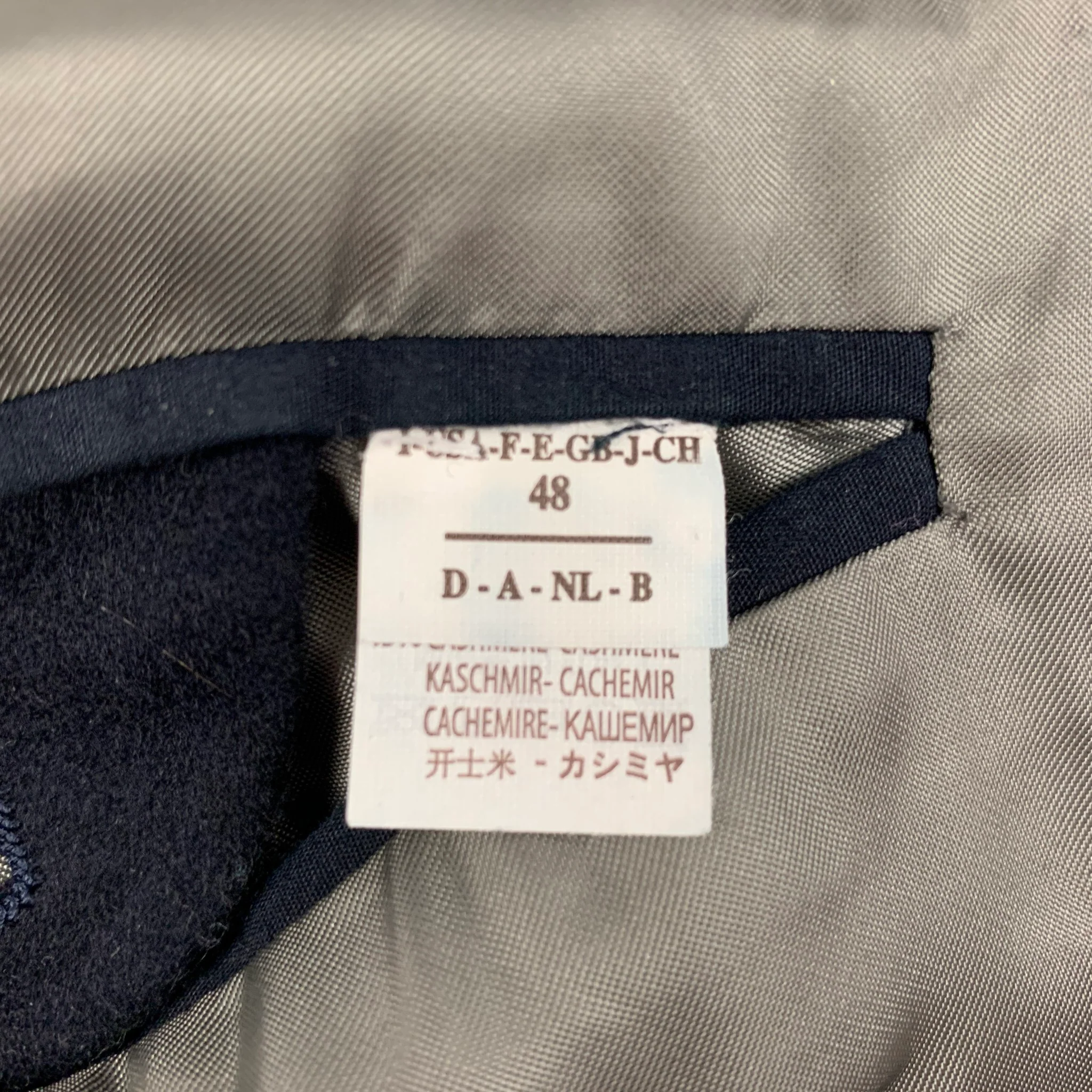 BRUNELLO CUCINELLI Size 38 Navy Wool Cashmere Peak Lapel Coat - Image 5