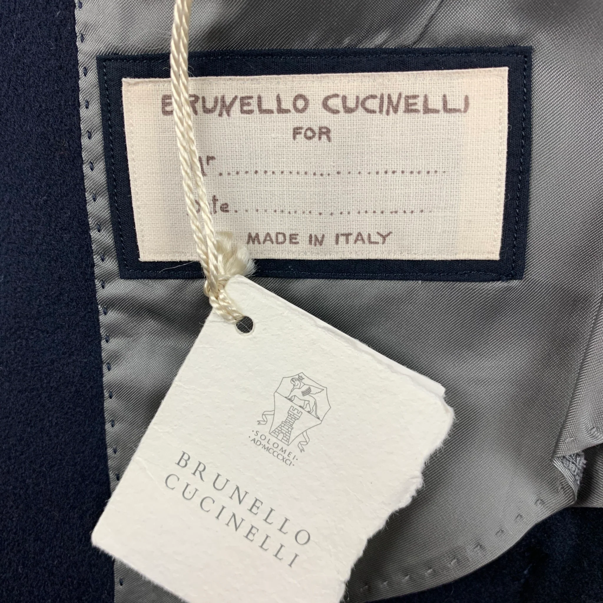 BRUNELLO CUCINELLI Size 38 Navy Wool Cashmere Peak Lapel Coat - Image 7
