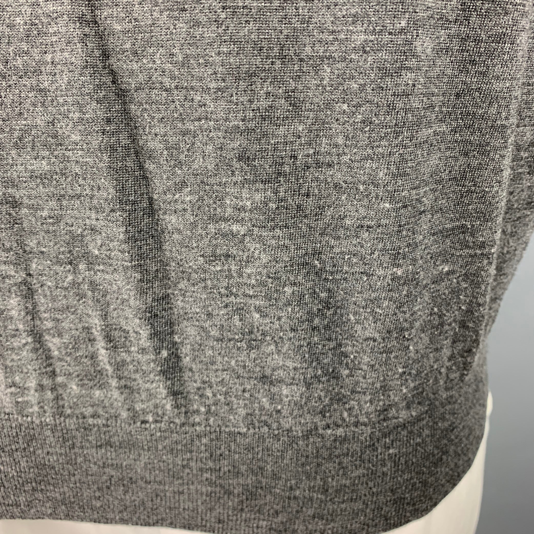 BRUNELLO CUCINELLI Size 44 Grey Knit Wool Cashmere Button Down Pullover - Image 5