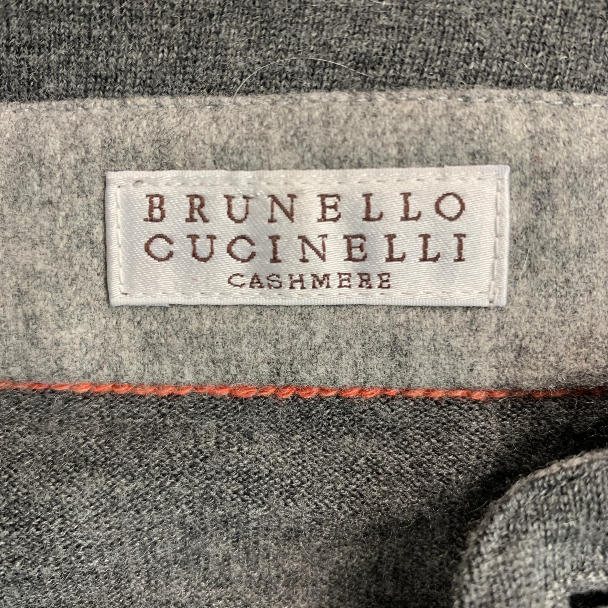 BRUNELLO CUCINELLI Size 44 Grey Knit Wool Cashmere Button Down Pullover - Image 6