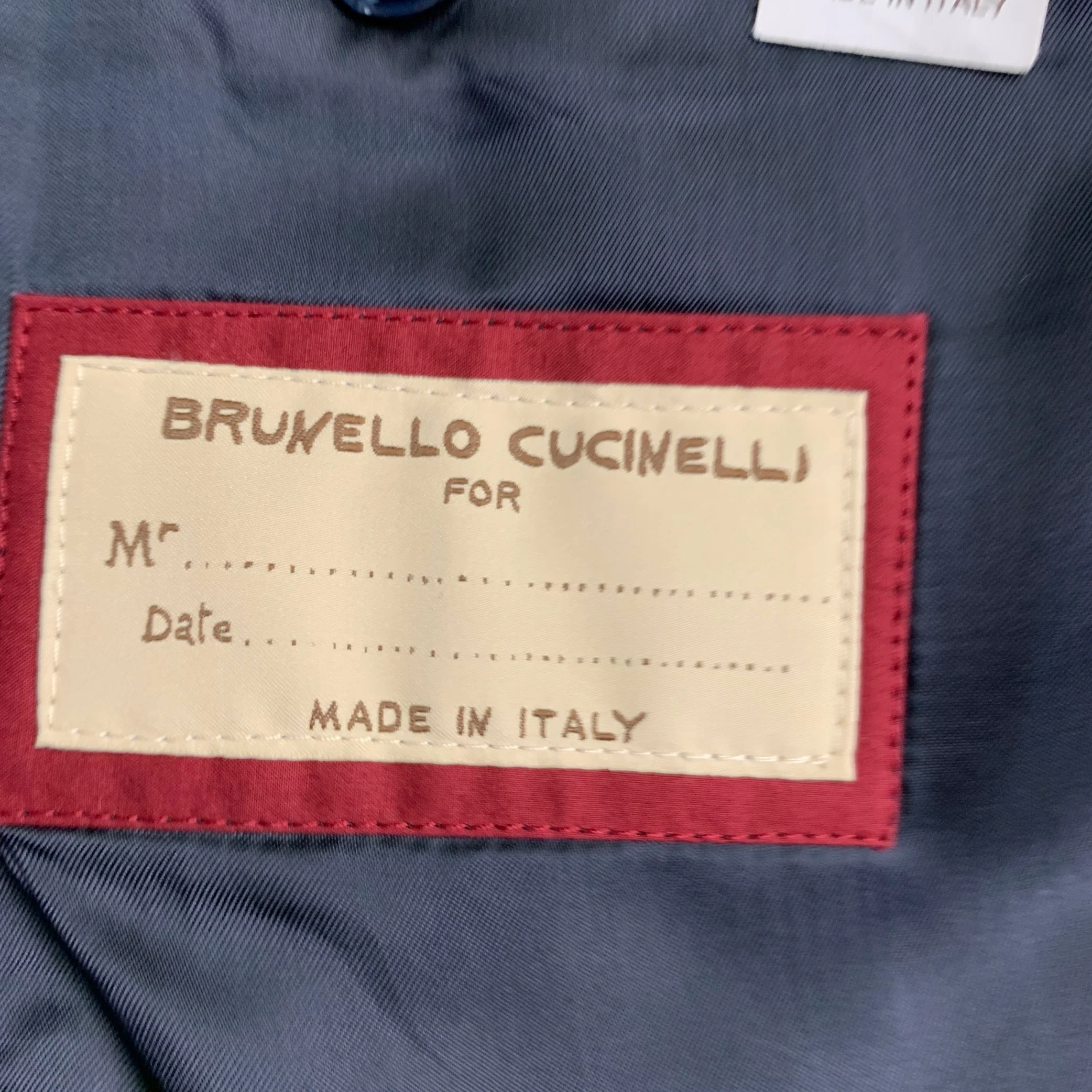 BRUNELLO CUCINELLI Size 44 Navy Blue Two Toned Virgin Wool Silk Tuxedo - Image 7