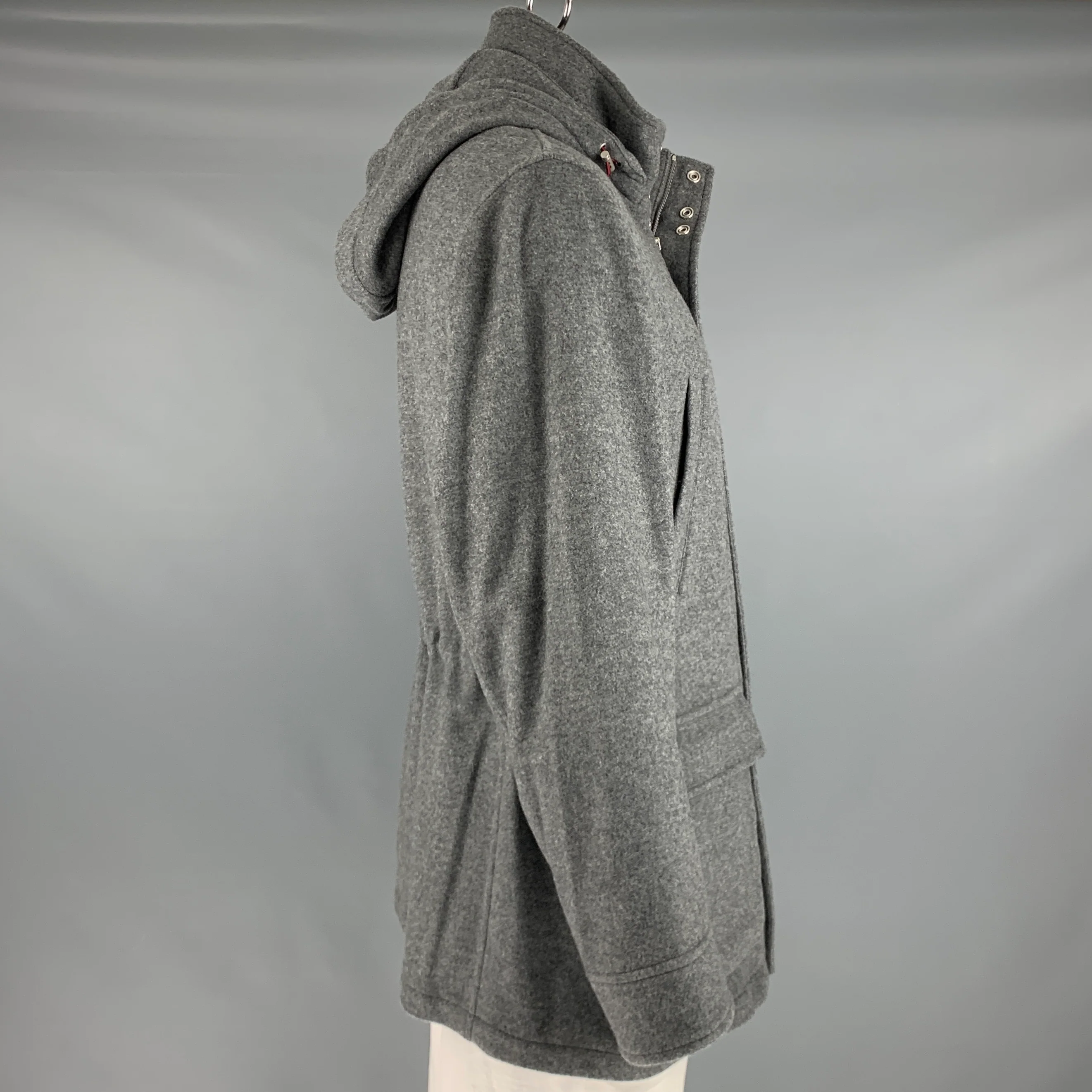 BRUNELLO CUCINELLI Size 46 Grey Cashmere Zip Snaps Jacket - Image 3