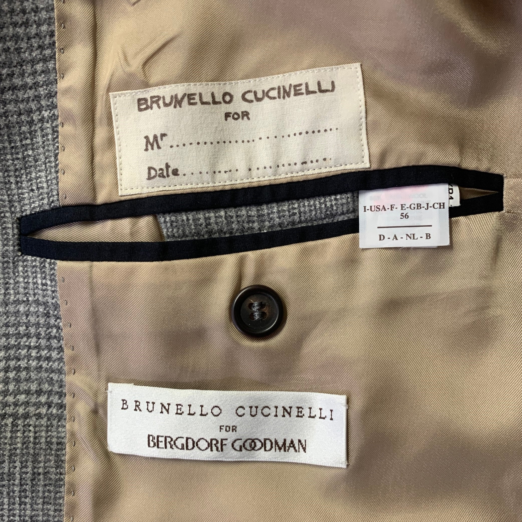 BRUNELLO CUCINELLI Size 46 Grey Glen Check Wool Cashmere Sport Coat - Image 5