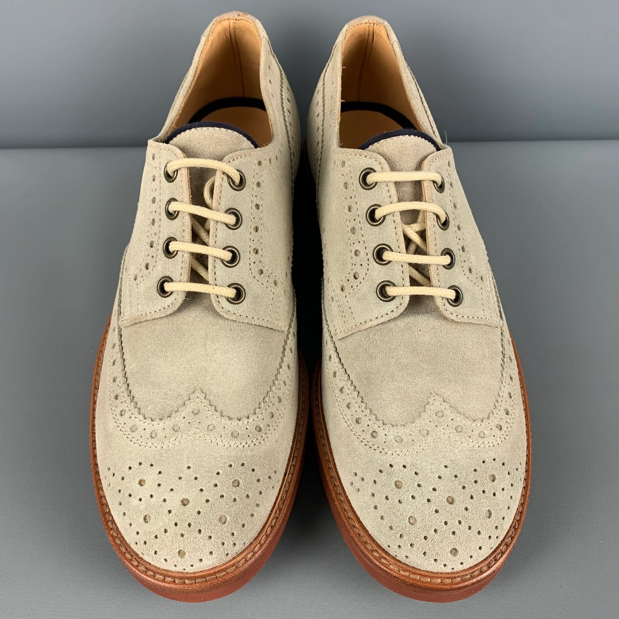 BRUNELLO CUCINELLI Size 9.5 Beige Brown Wingtip Brogue Lace Up Shoes - Image 5