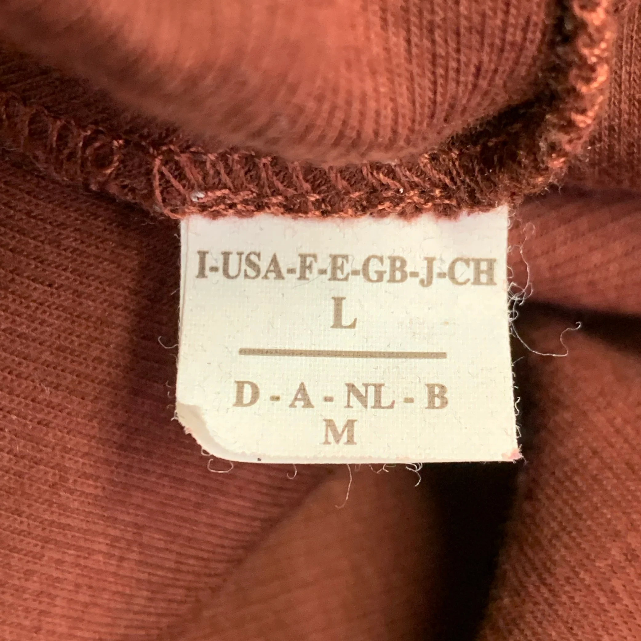 BRUNELLO CUCINELLI Size L Red Burgundy Cotton Blend Ribbed Cowl Neck Pullover - Image 5