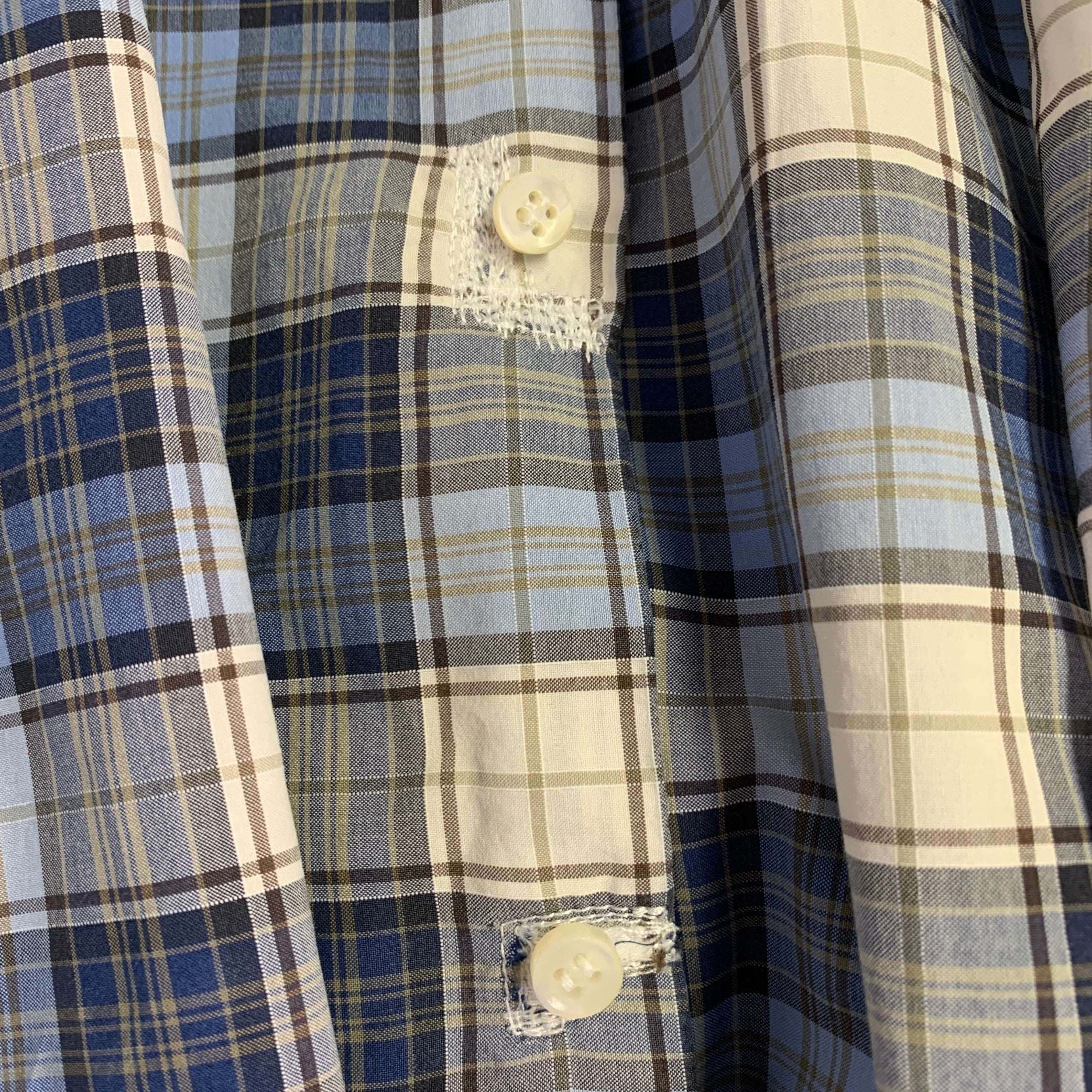 BRUNELLO CUCINELLI Size S Blue Navy Plaid Cotton Button Down Long Sleeve Shirt - Image 5