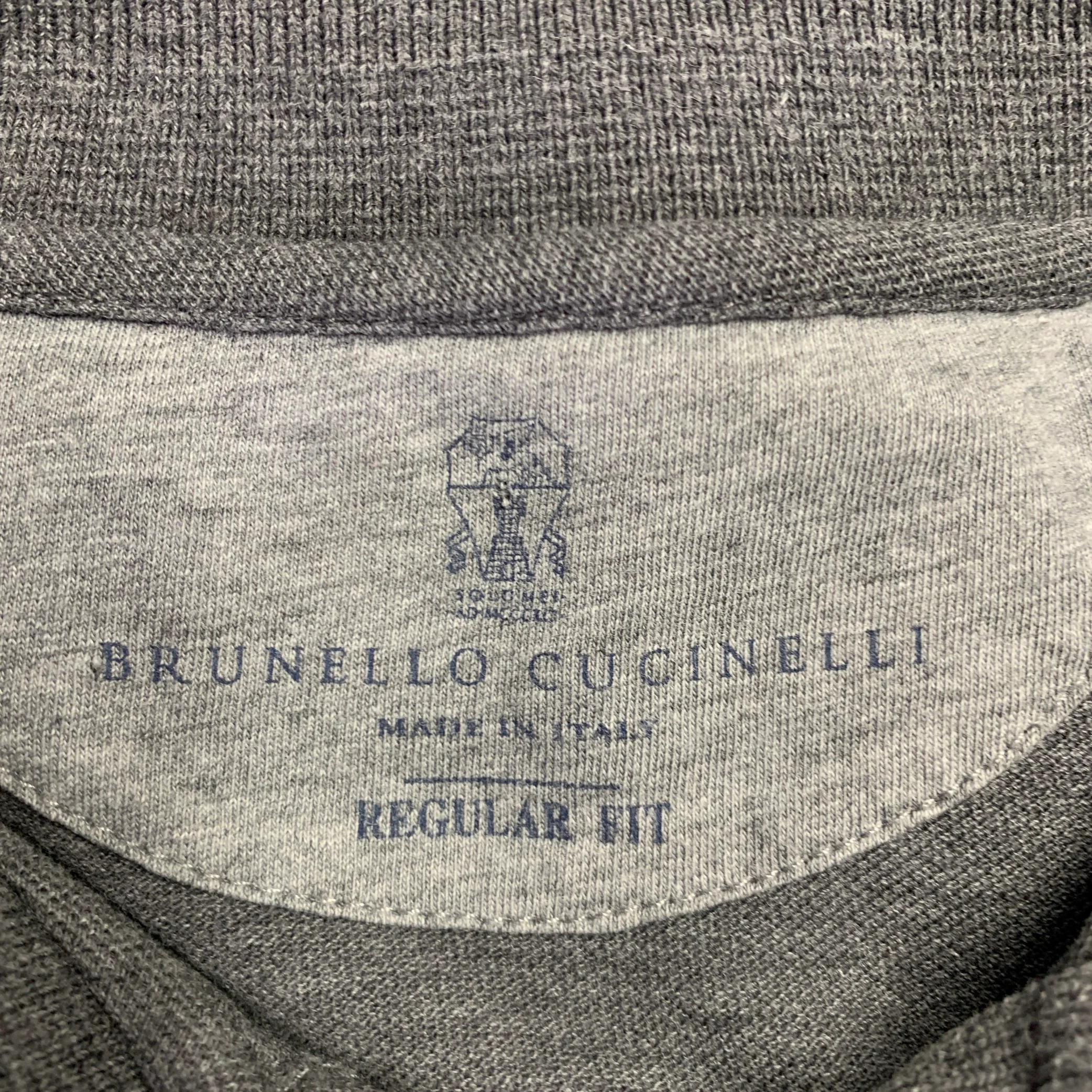 BRUNELLO CUCINELLI Size S Grey Cotton Half Placket Pullover - Image 4