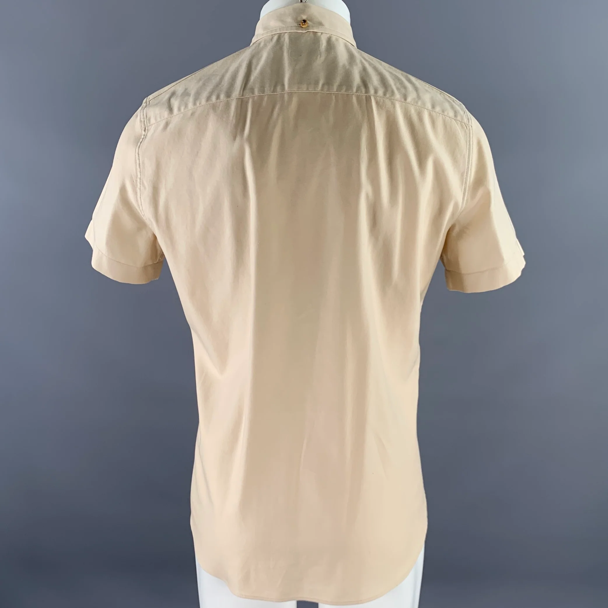 BRUNELLO CUCINELLI Size S Khaki Short Sleeve Shirt - Image 4
