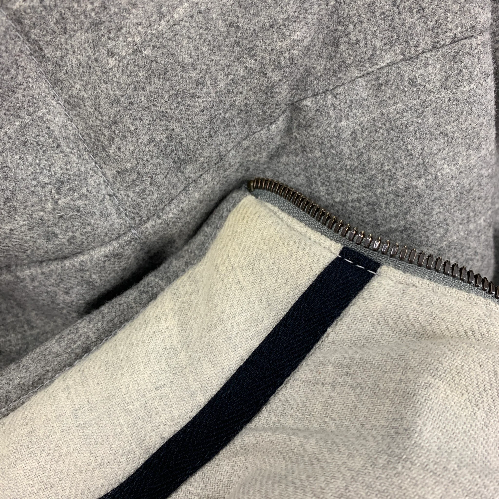 BRUNELLO CUCINELLI Size S Light Gray Stripe Wool Cashmere Zip Up Vest - Image 7