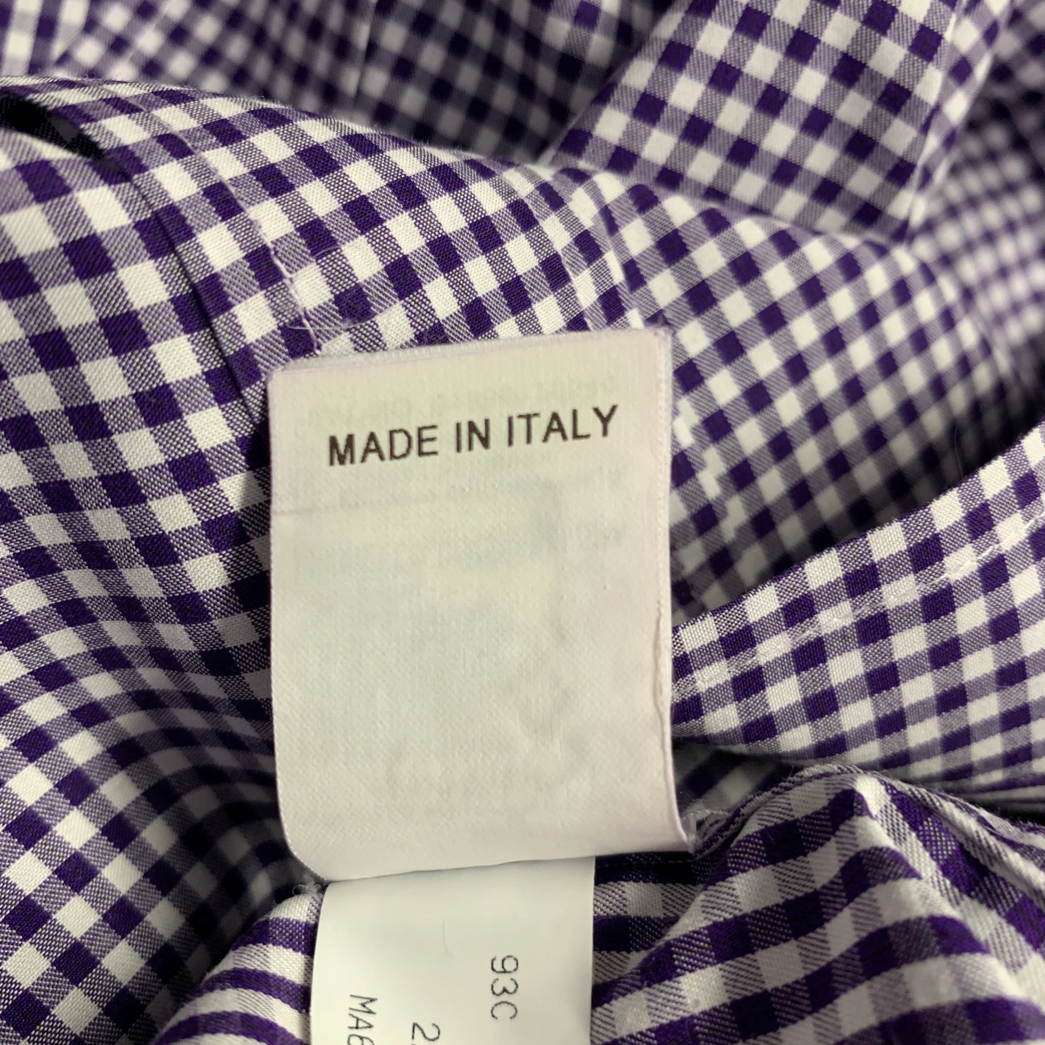 BRUNELLO CUCINELLI Size S Purple White Gingham Cotton Long Sleeve Shirt - Image 7