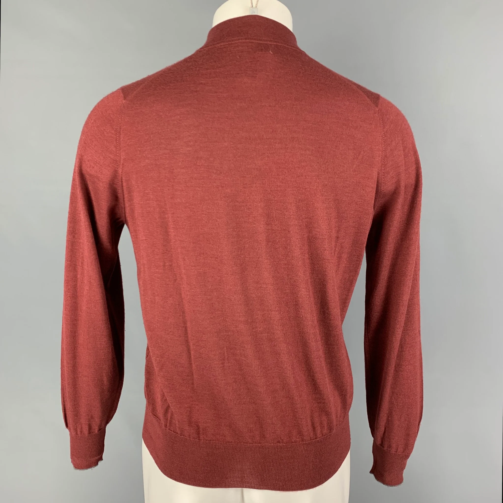BRUNELLO CUCINELLI Size S Red Cashmere Silk Bomber Jacket - Image 3